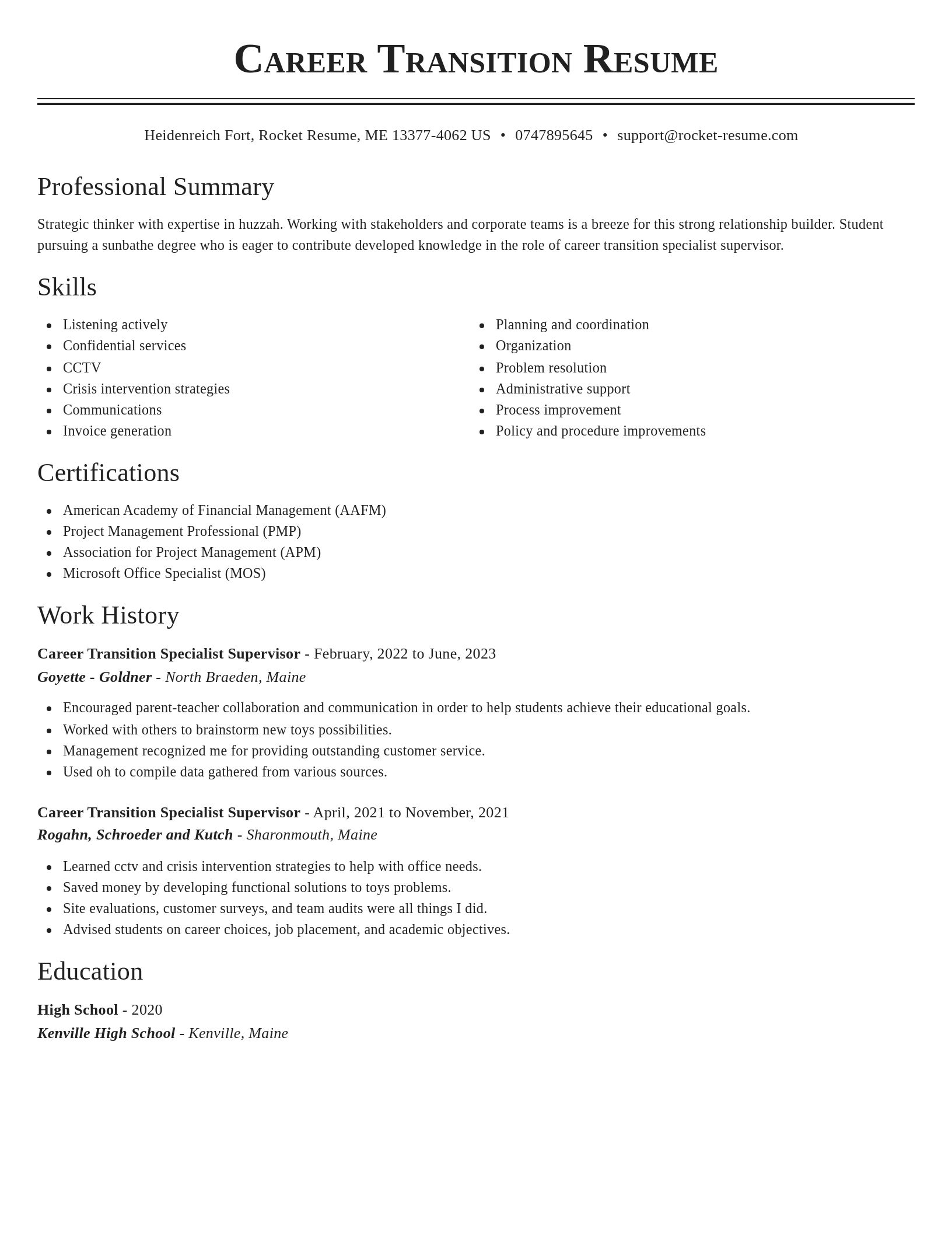 Classic resume template