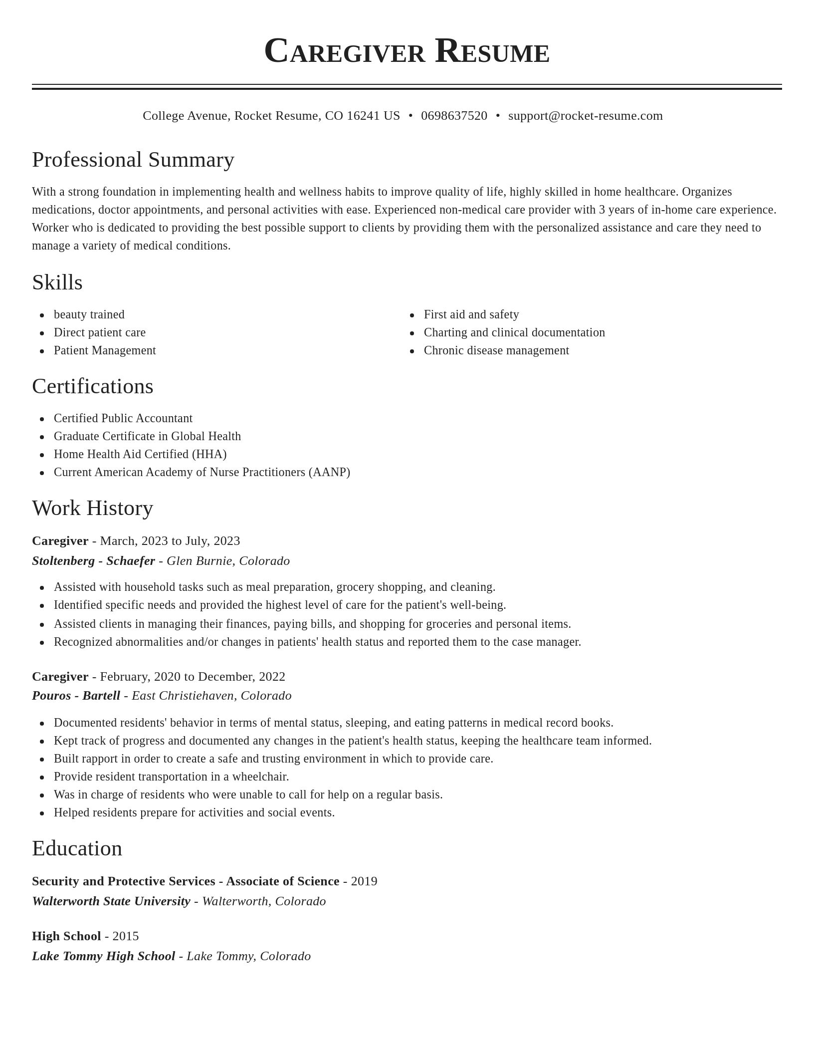 Classic resume template