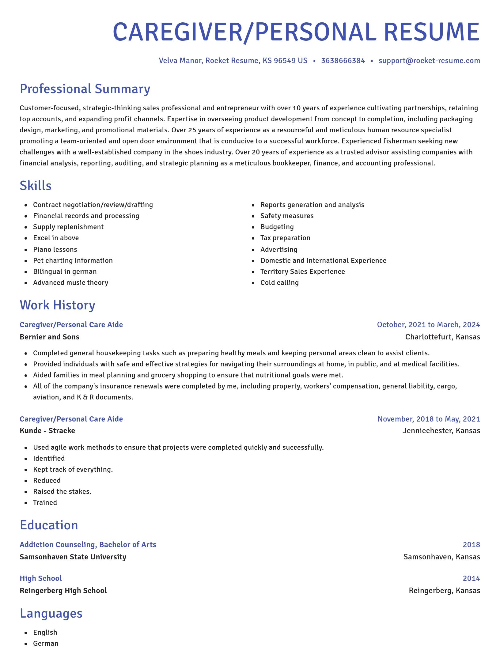 Novel resume template