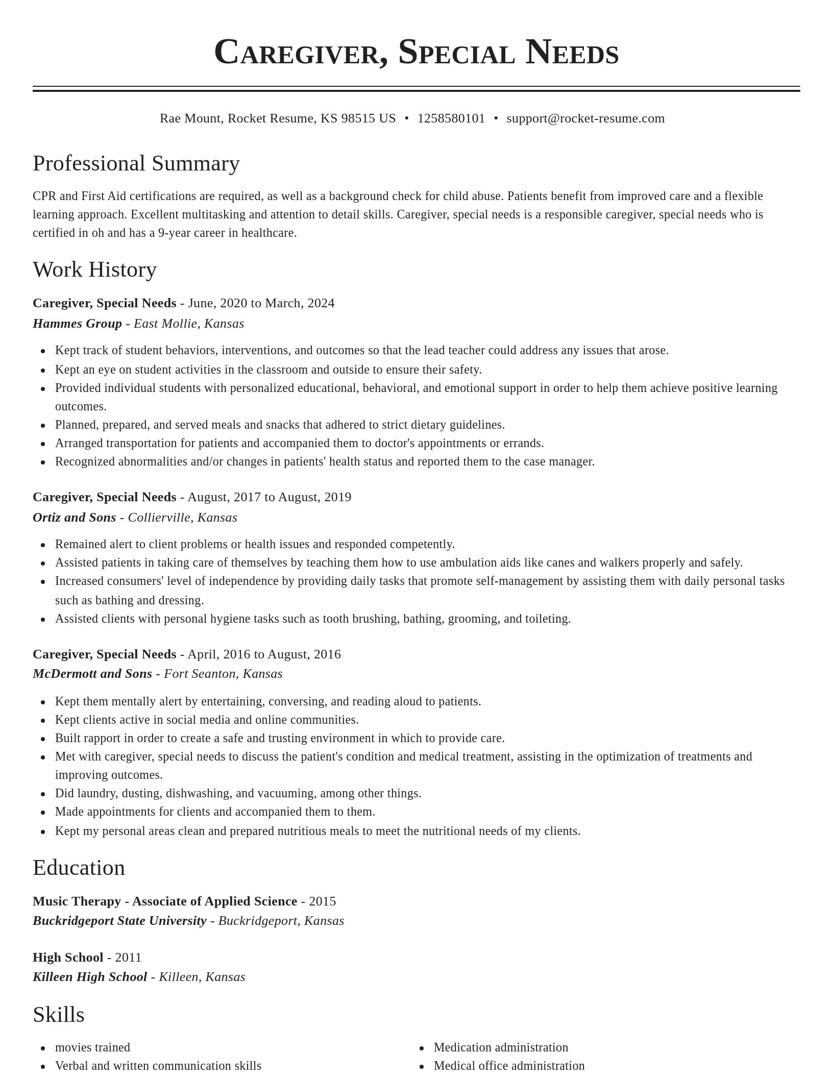 Classic resume template