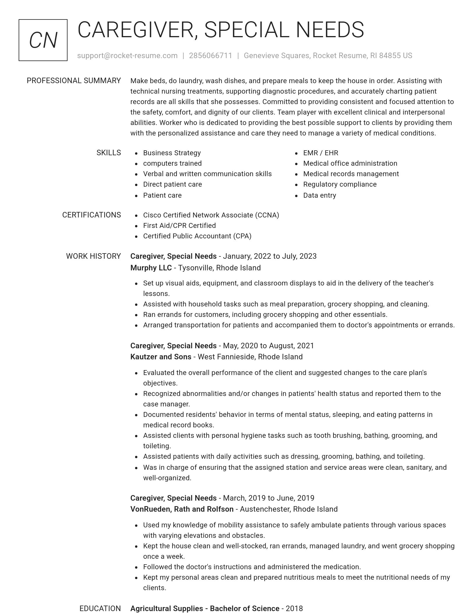 Renowned resume template