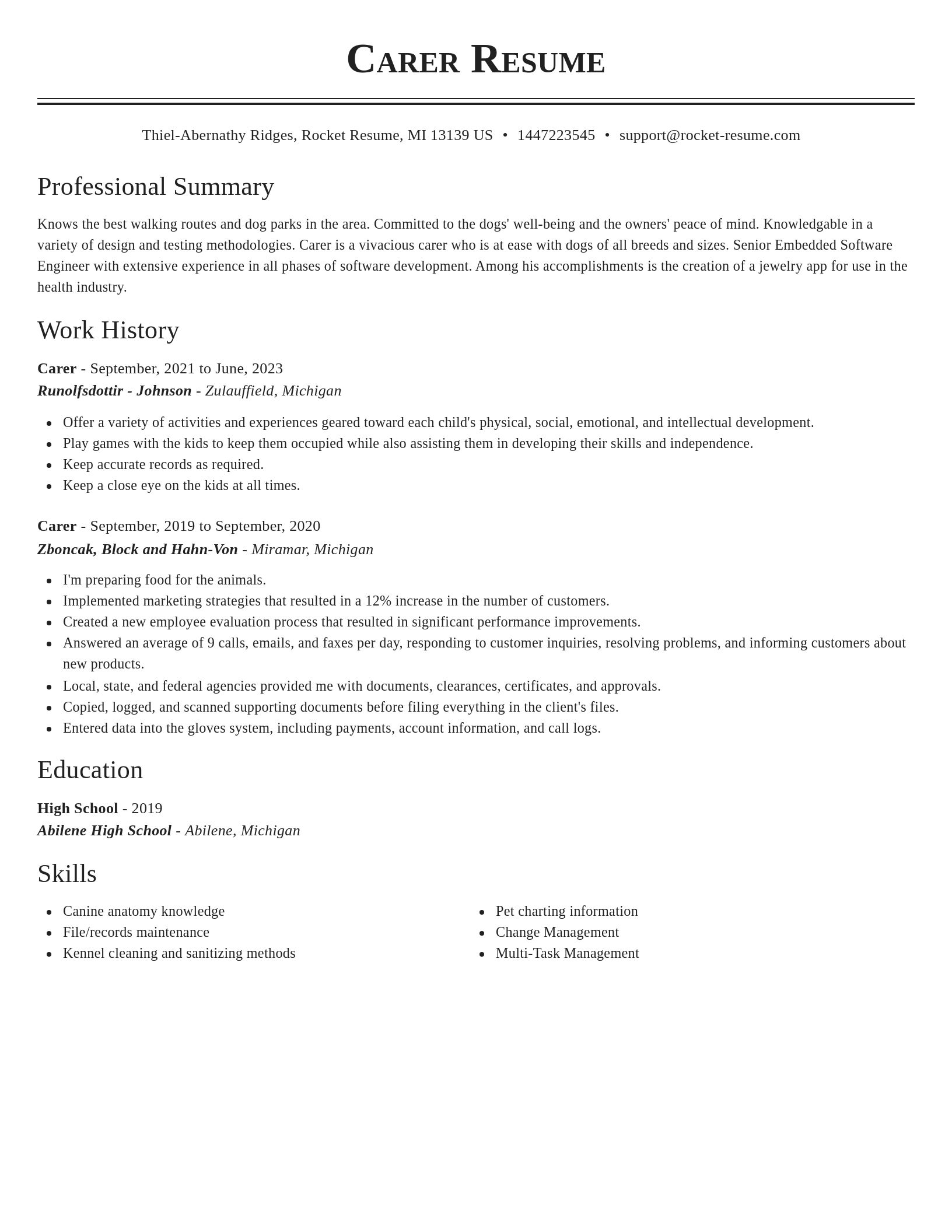 Classic resume template