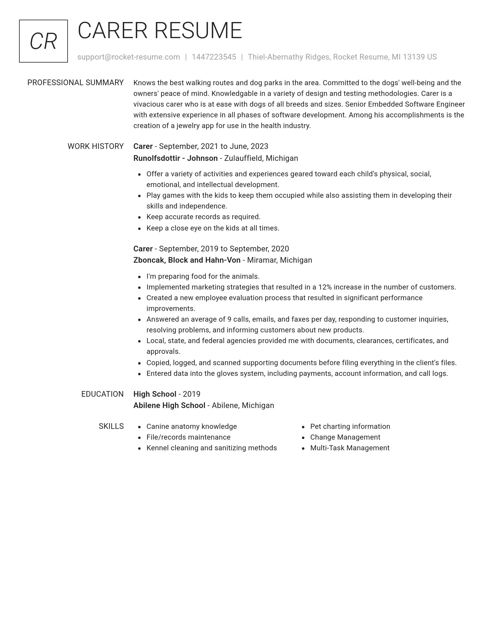 Renowned resume template
