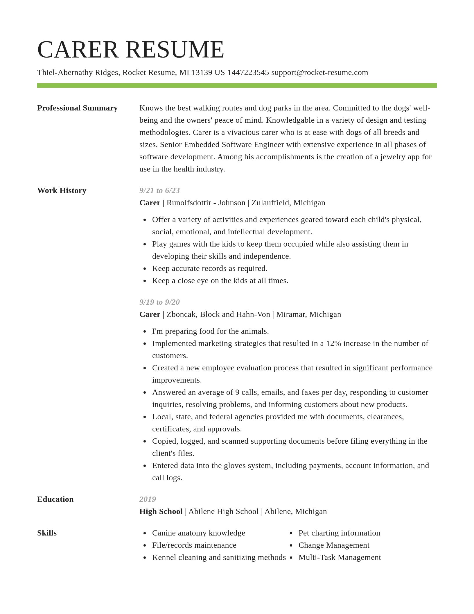 Smart resume template