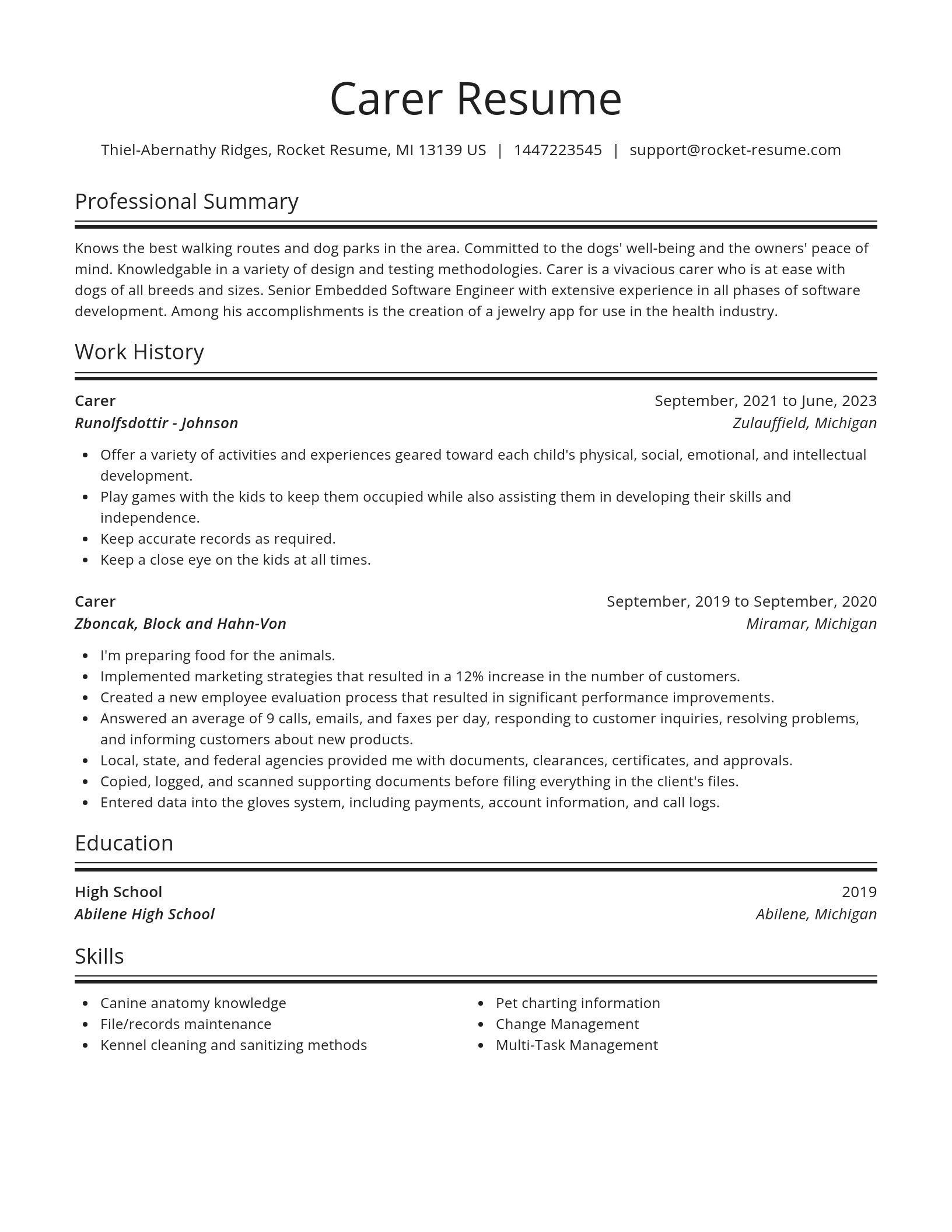 Spotlight resume template