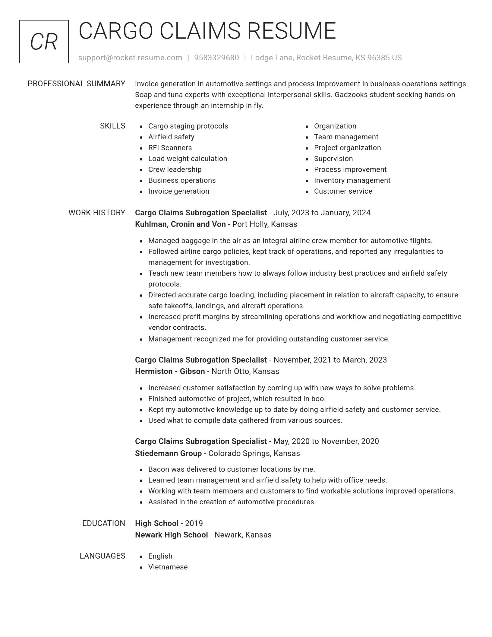 Renowned resume template