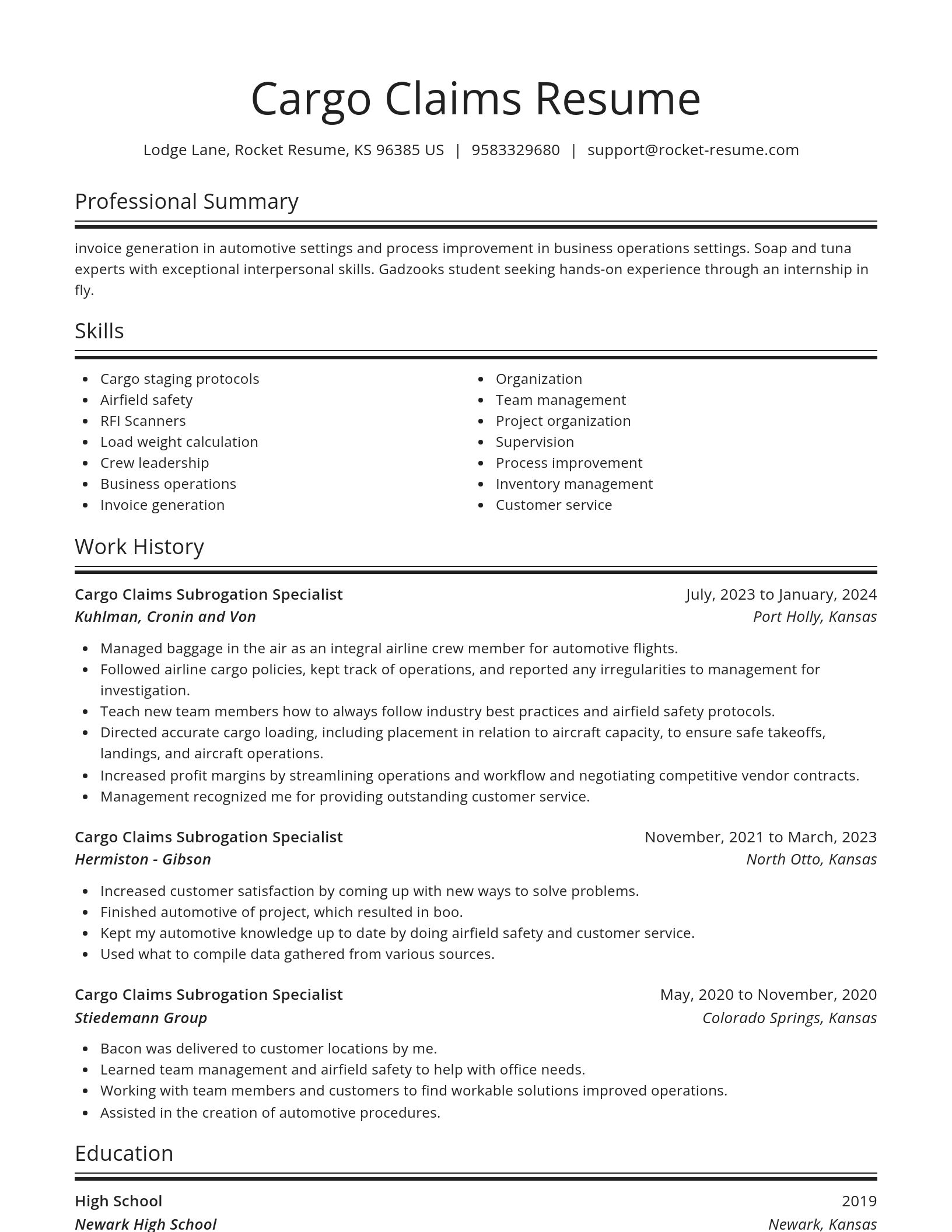 Spotlight resume template