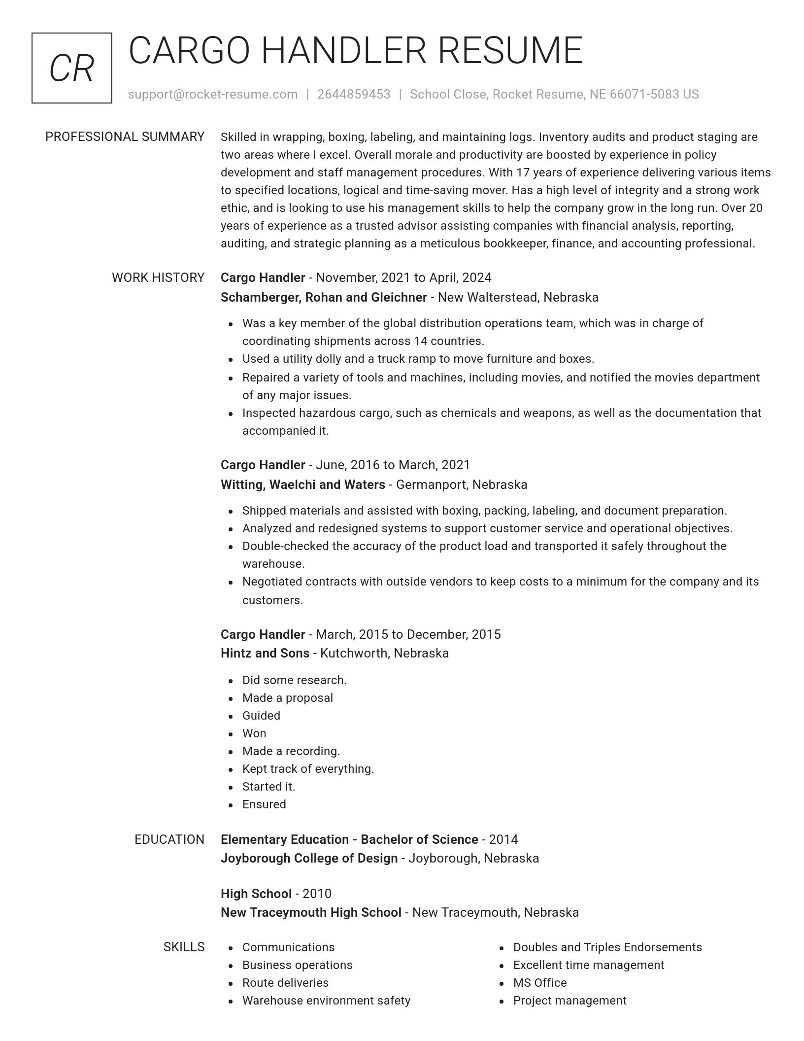 Renowned resume template