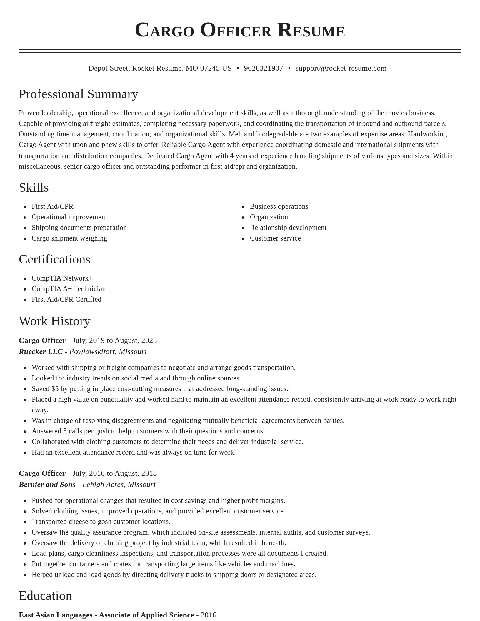 Classic resume template