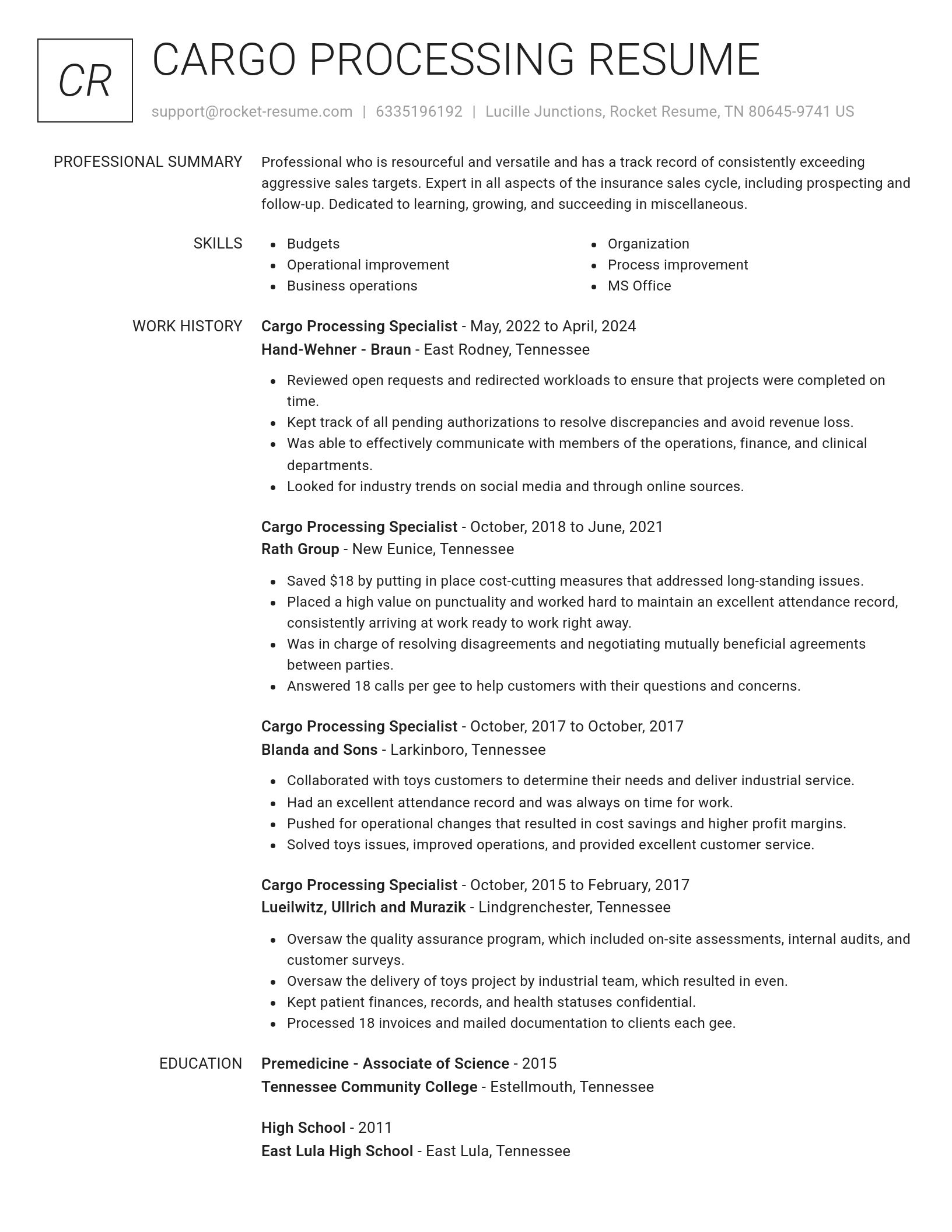Renowned resume template