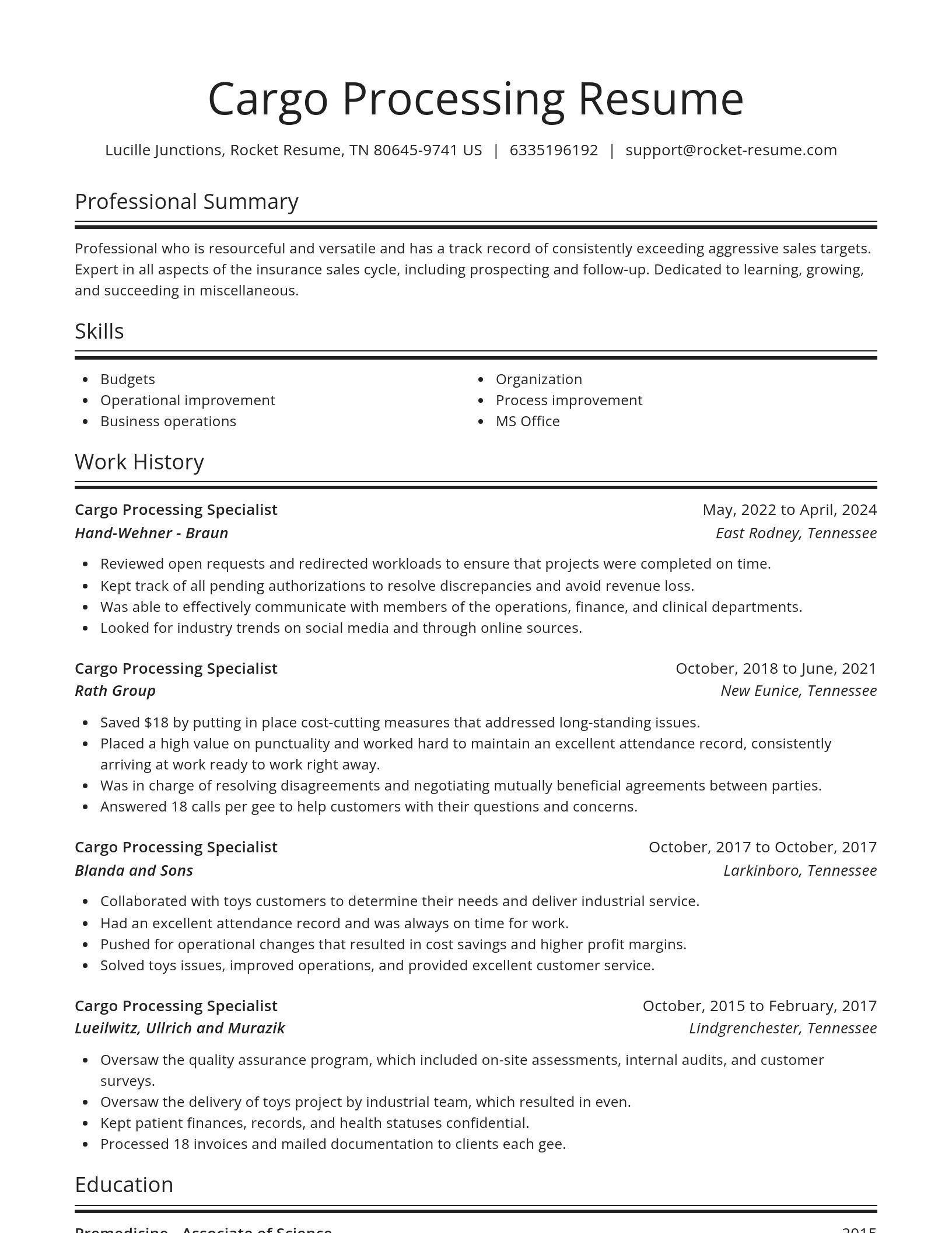 Spotlight resume template