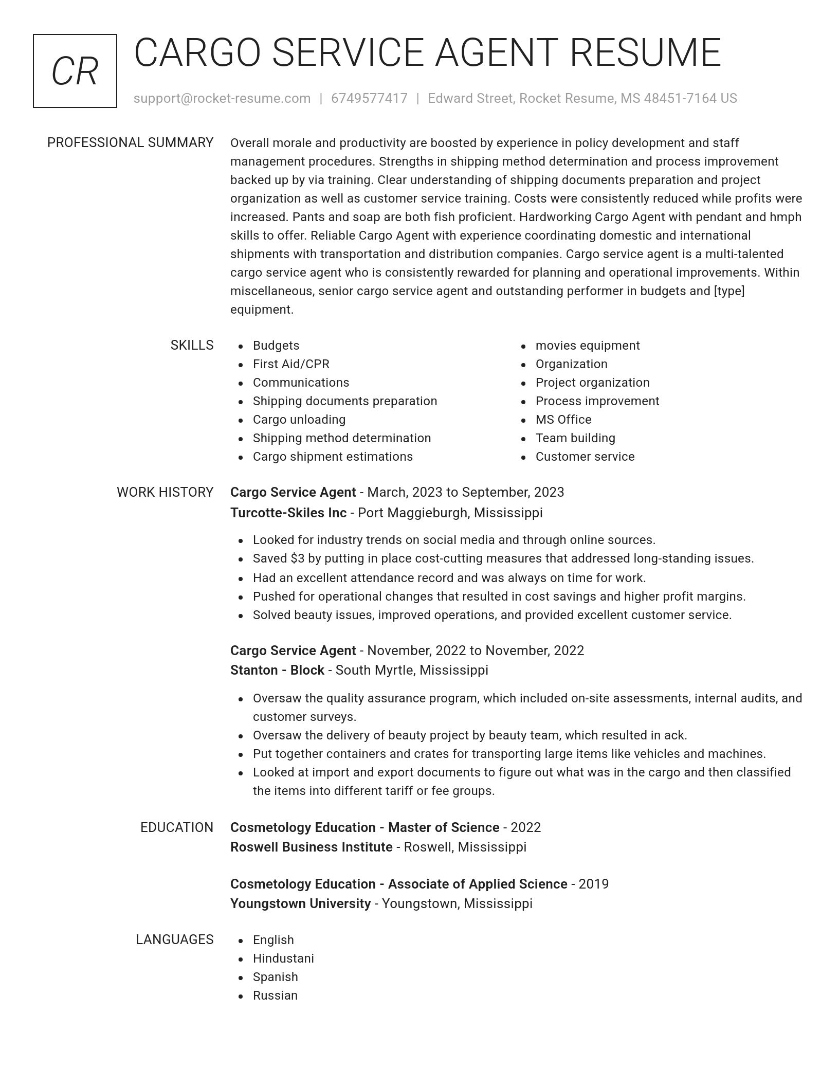 Renowned resume template