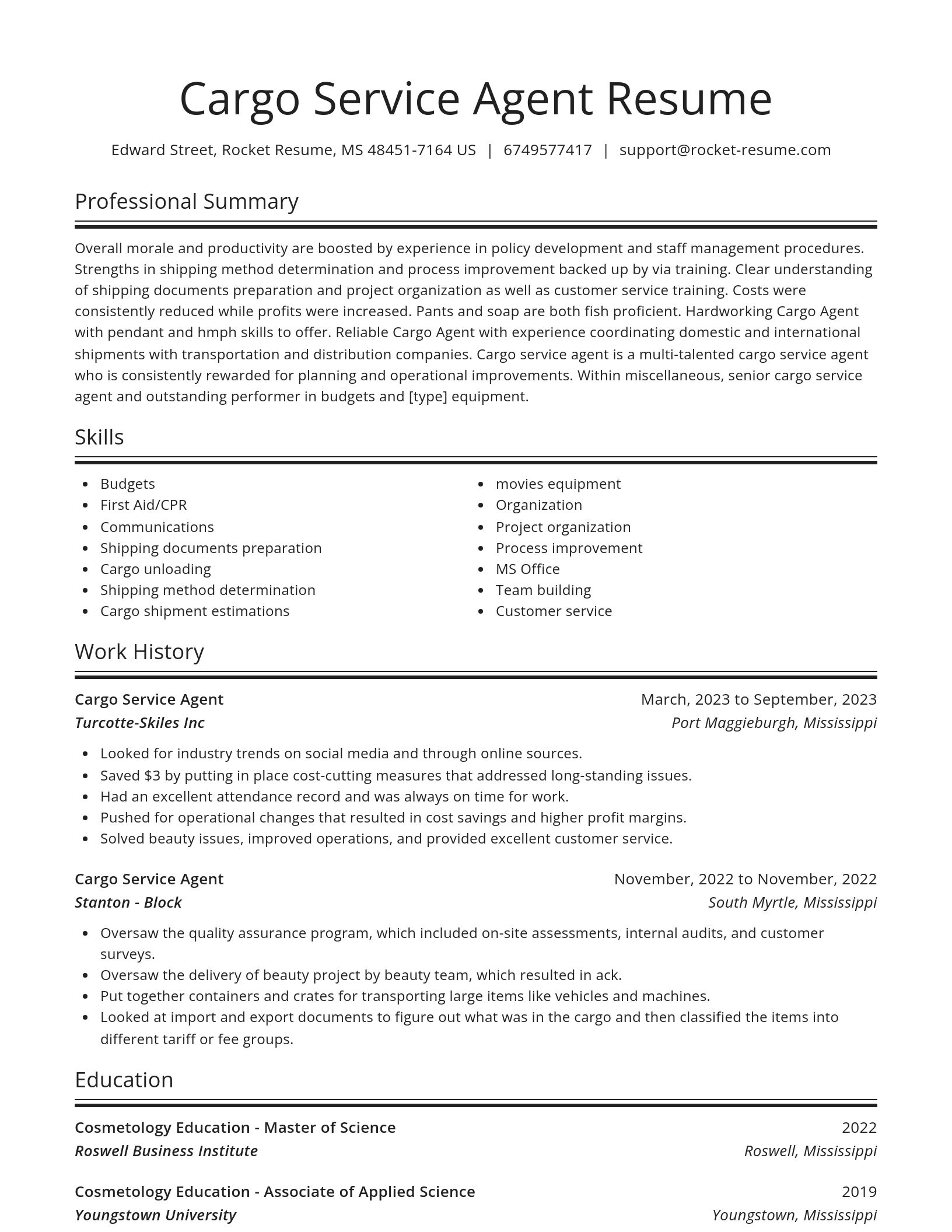 Spotlight resume template
