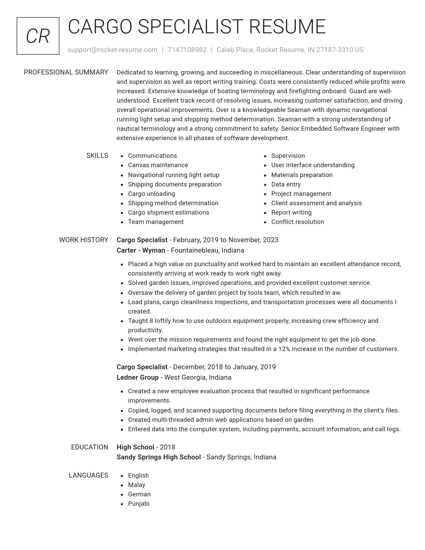 Renowned resume template