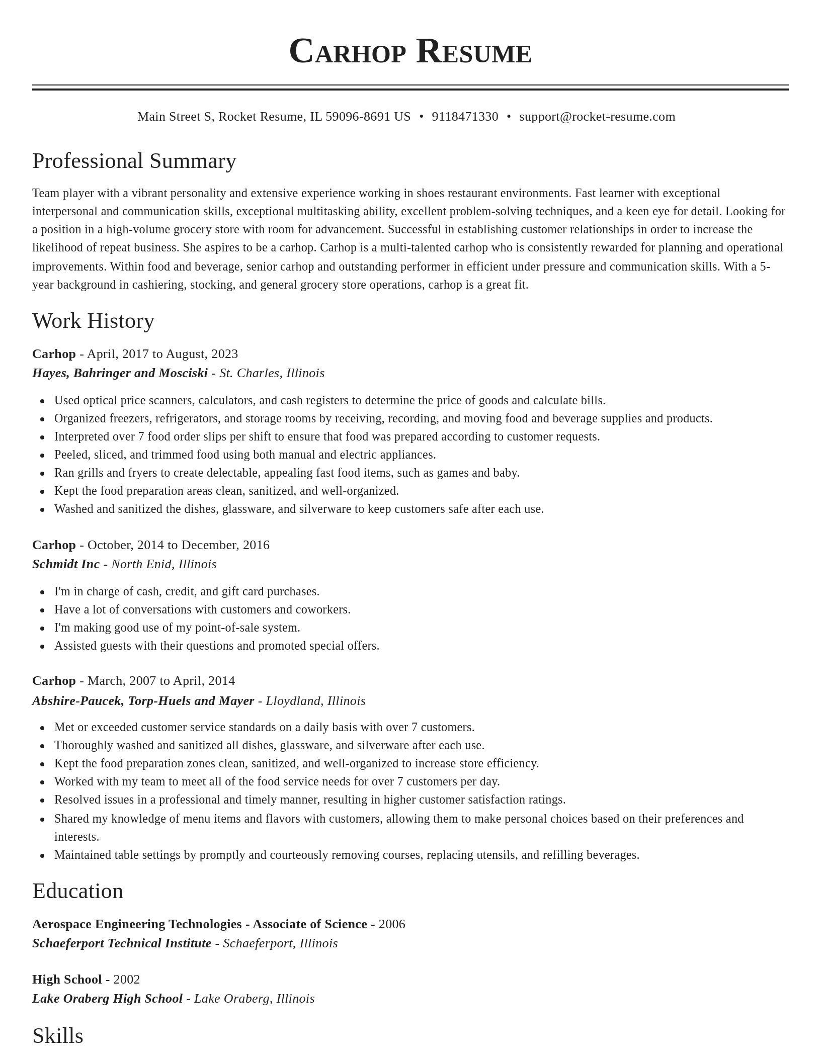 Classic resume template