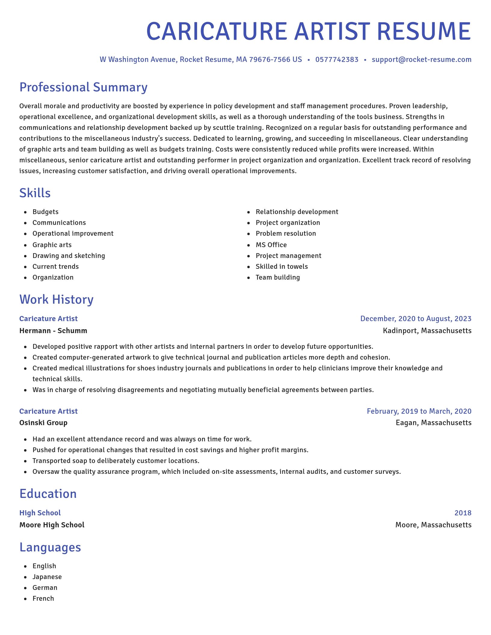 Novel resume template
