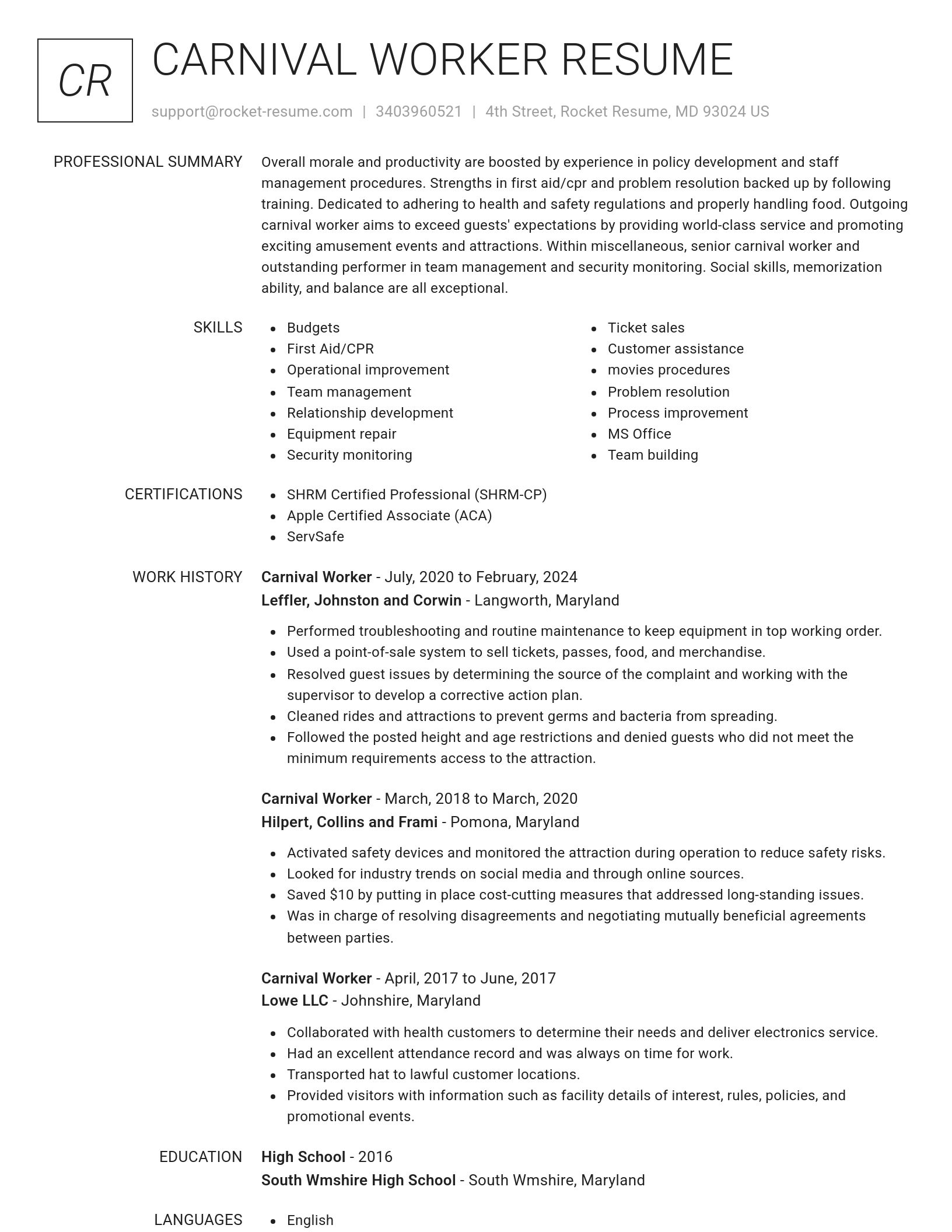 Renowned resume template