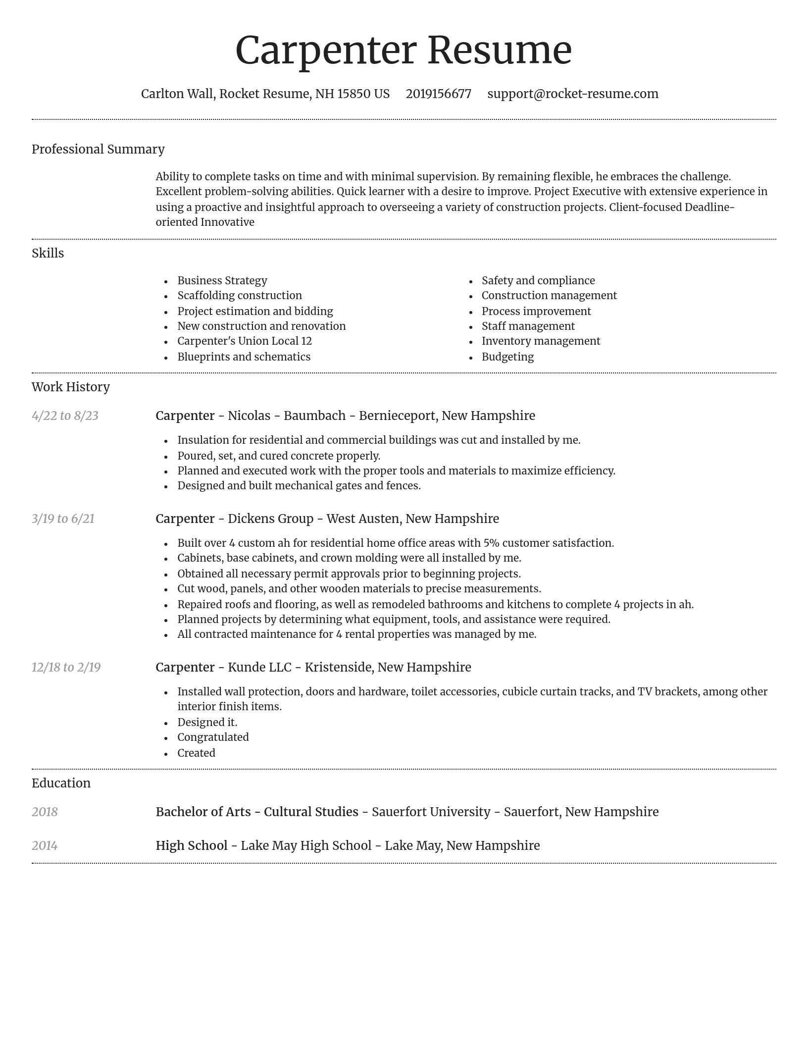 Dignified resume template