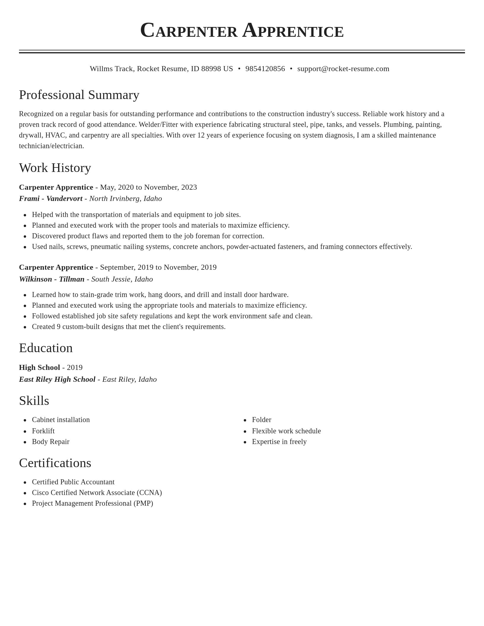 Classic resume template