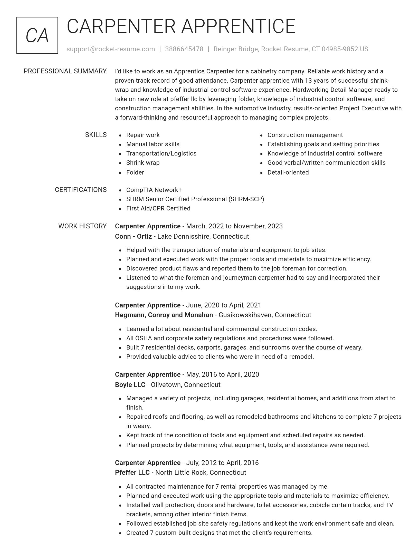 Renowned resume template