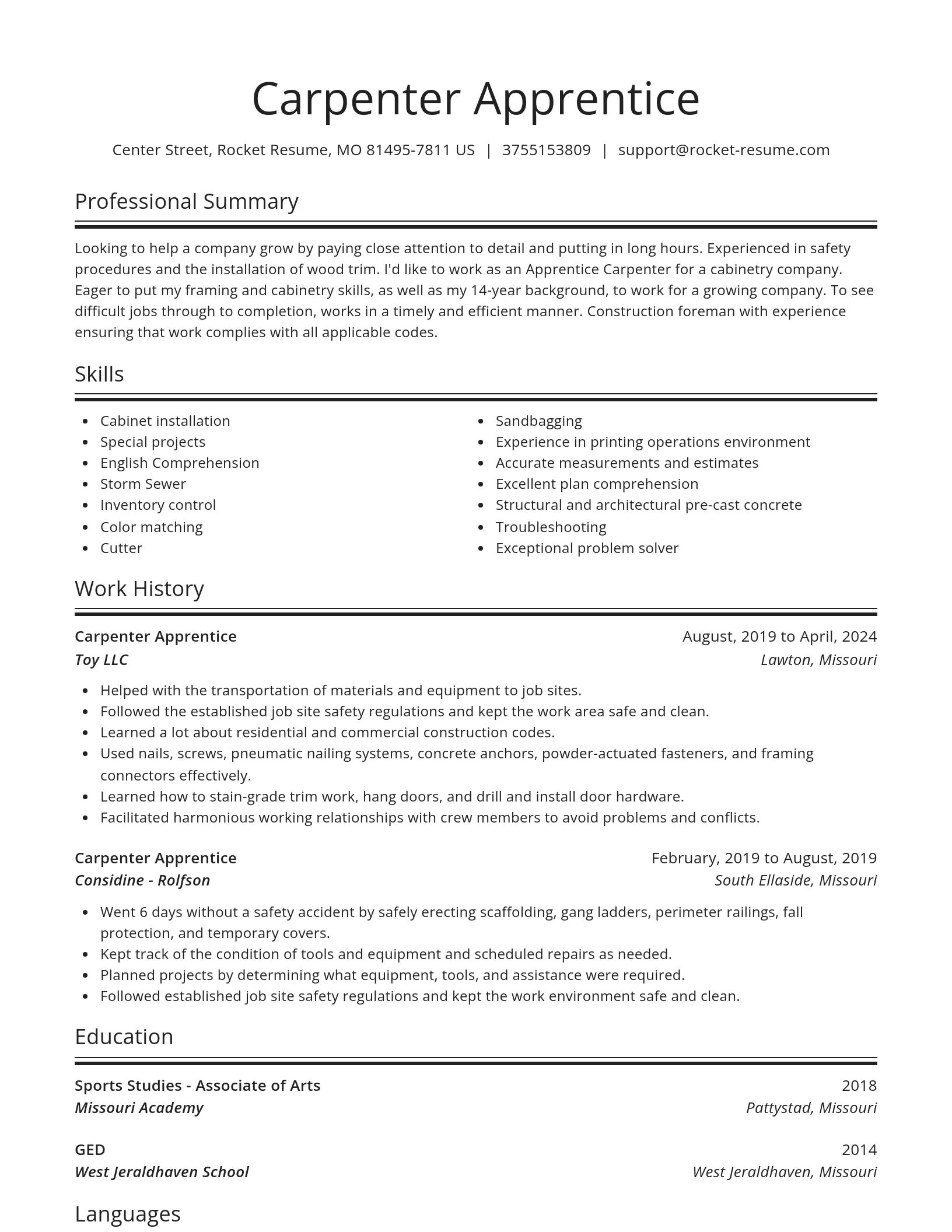 Spotlight resume template