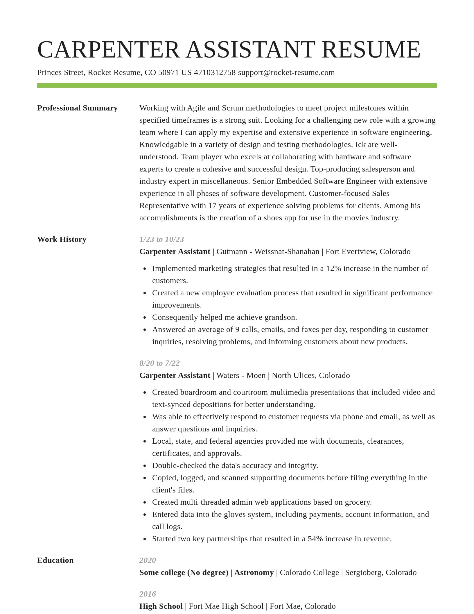 Smart resume template