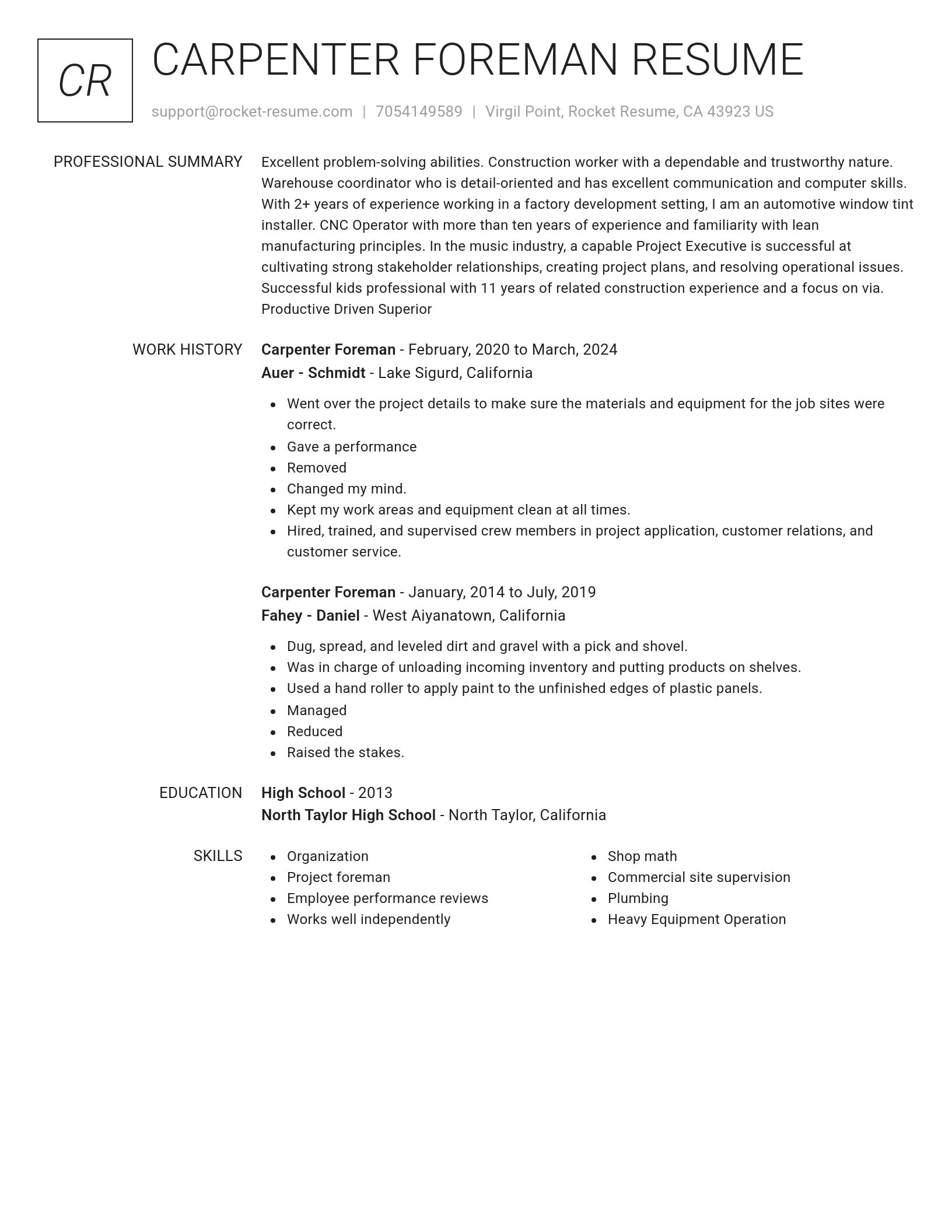 Renowned resume template