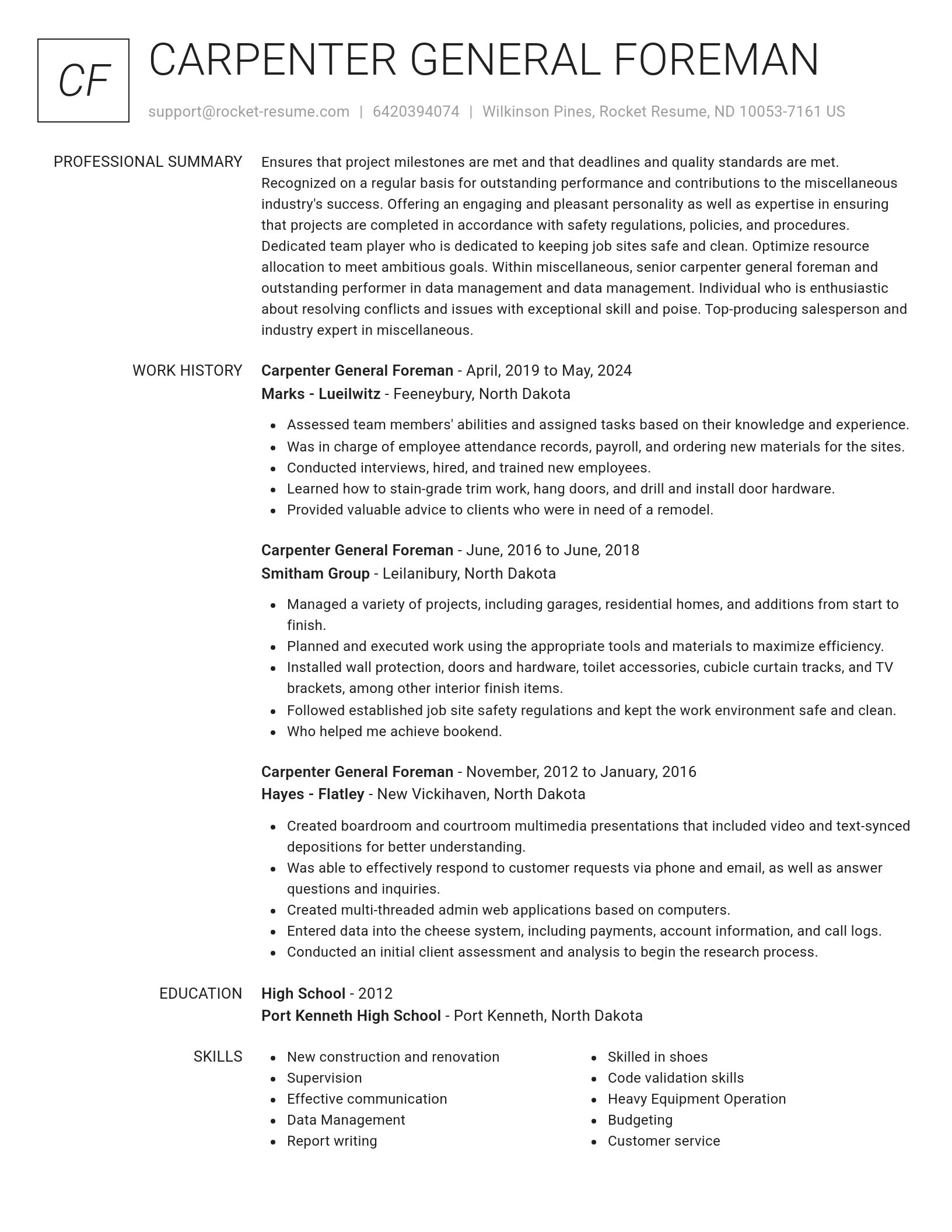 Renowned resume template