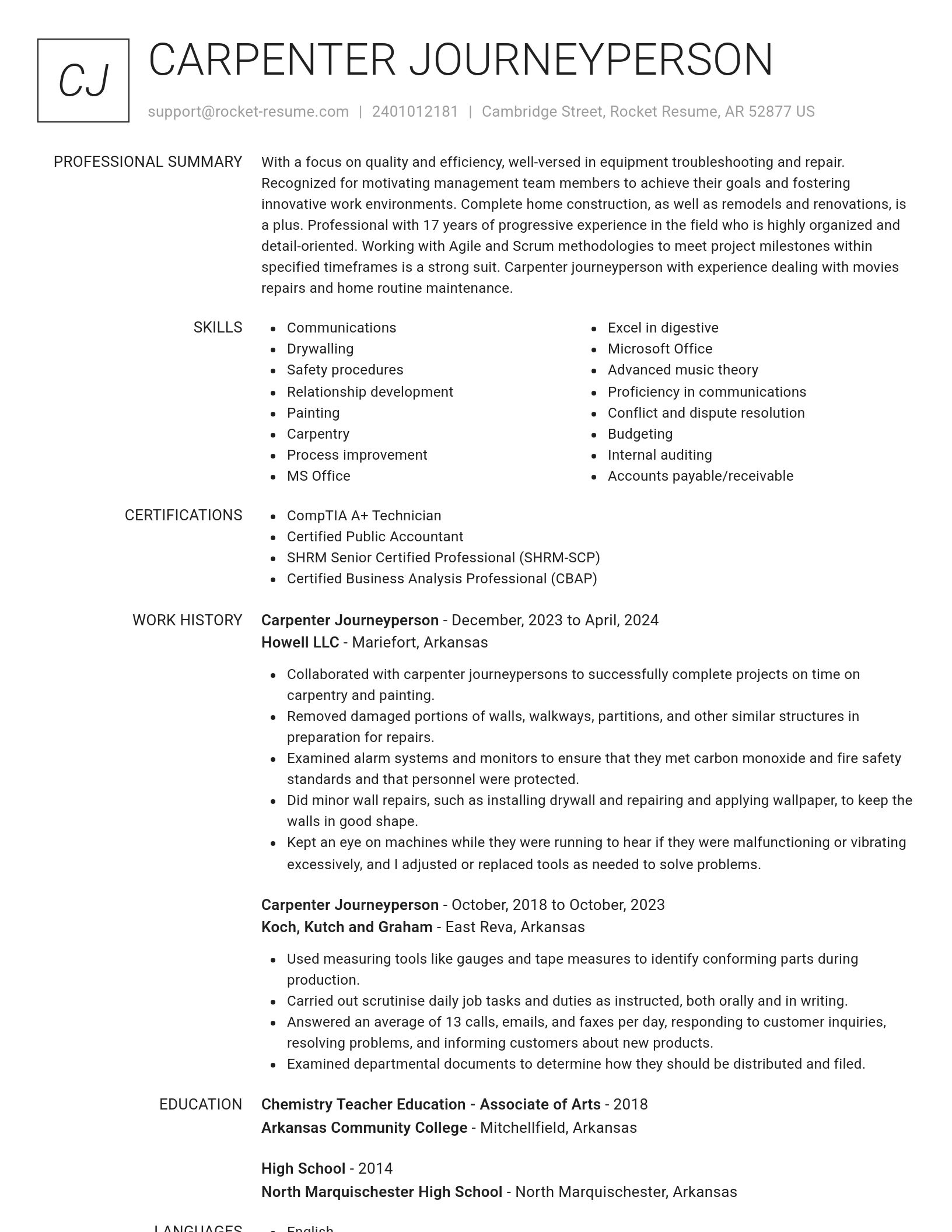 Renowned resume template