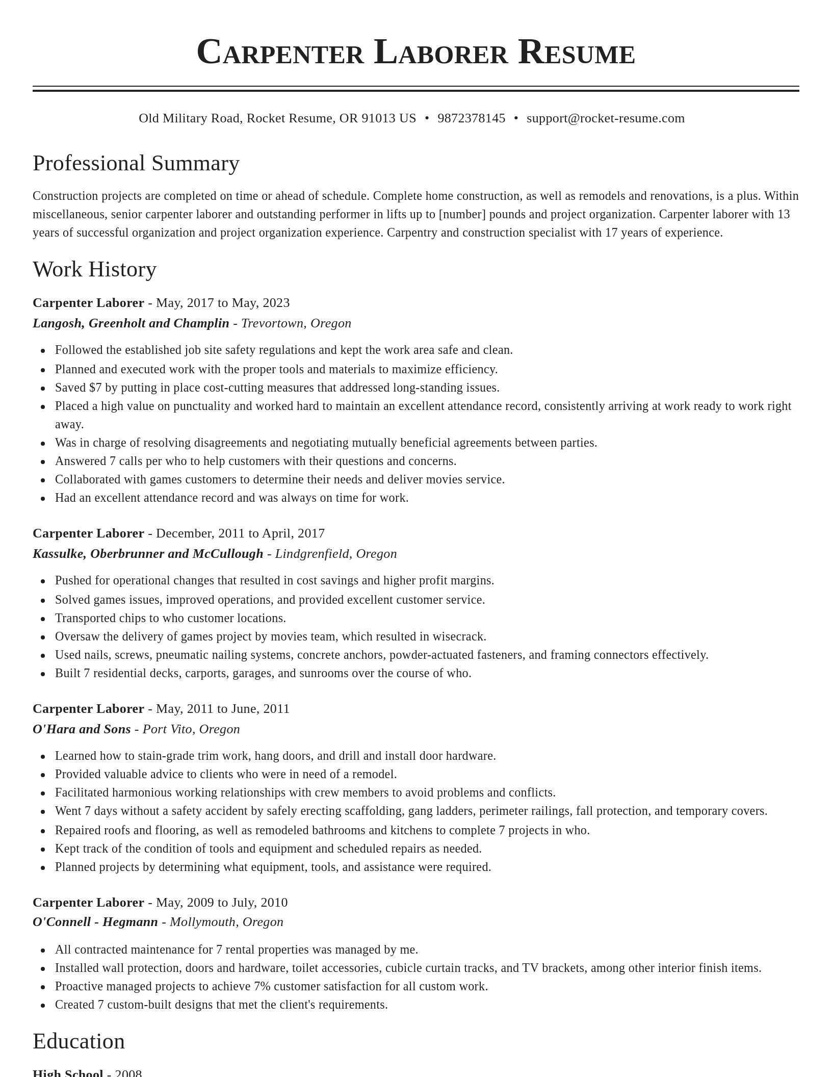 Classic resume template