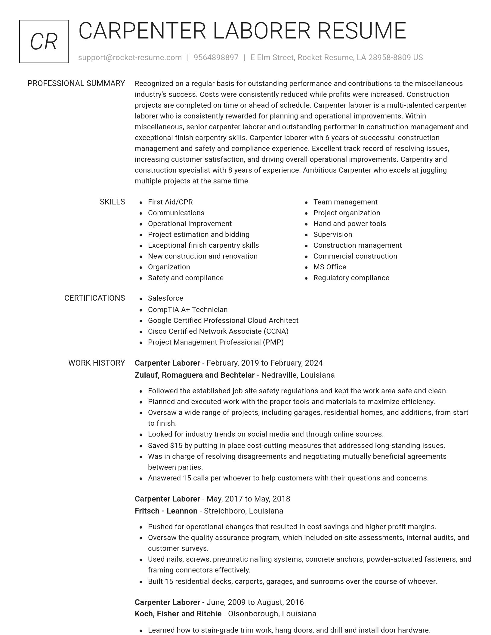 Renowned resume template
