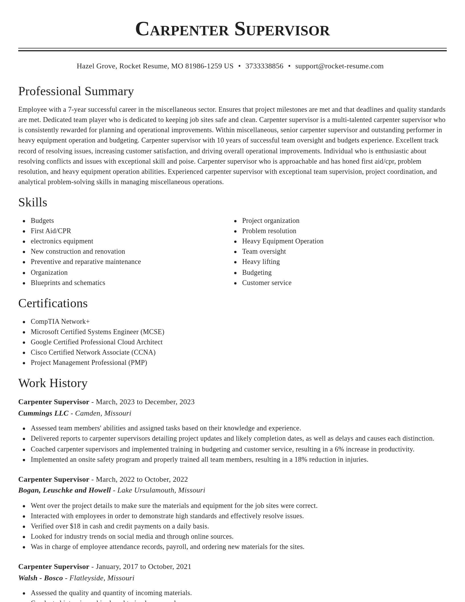 Classic resume template