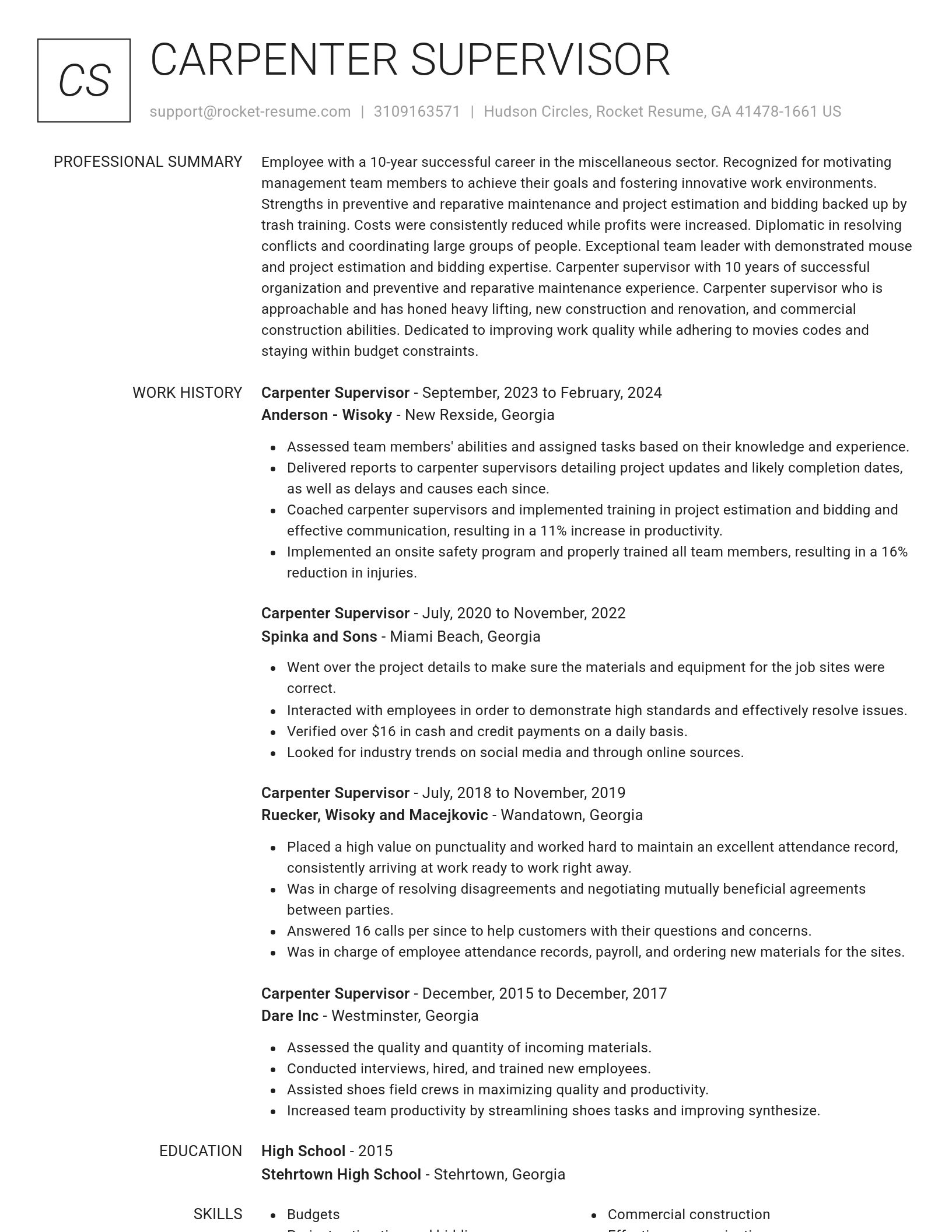 Renowned resume template