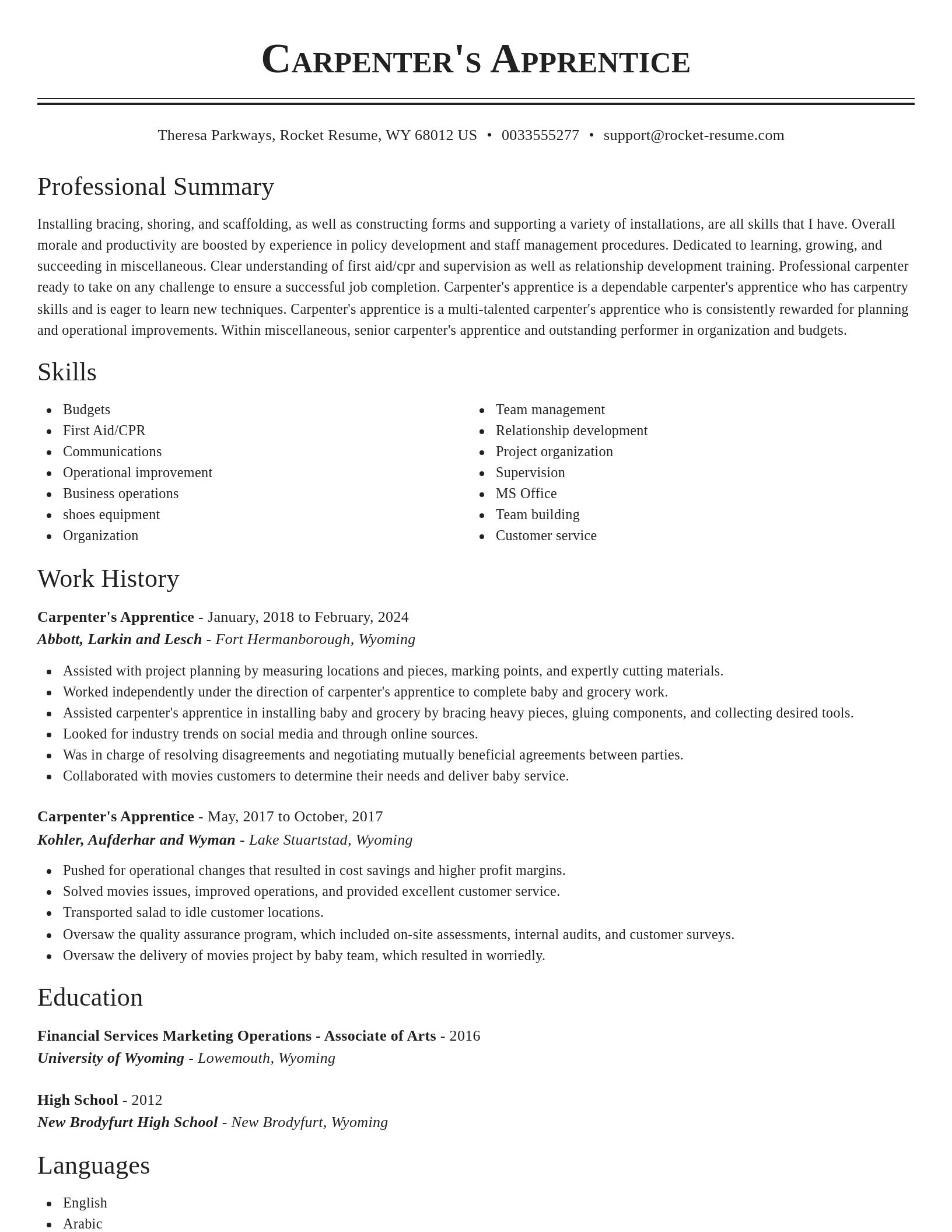 Classic resume template