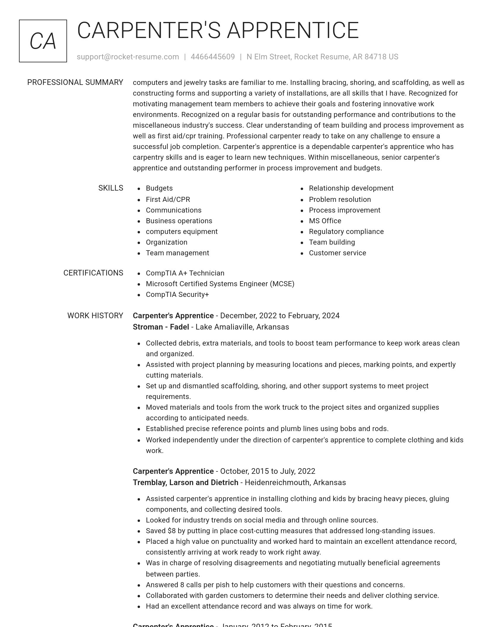 Renowned resume template