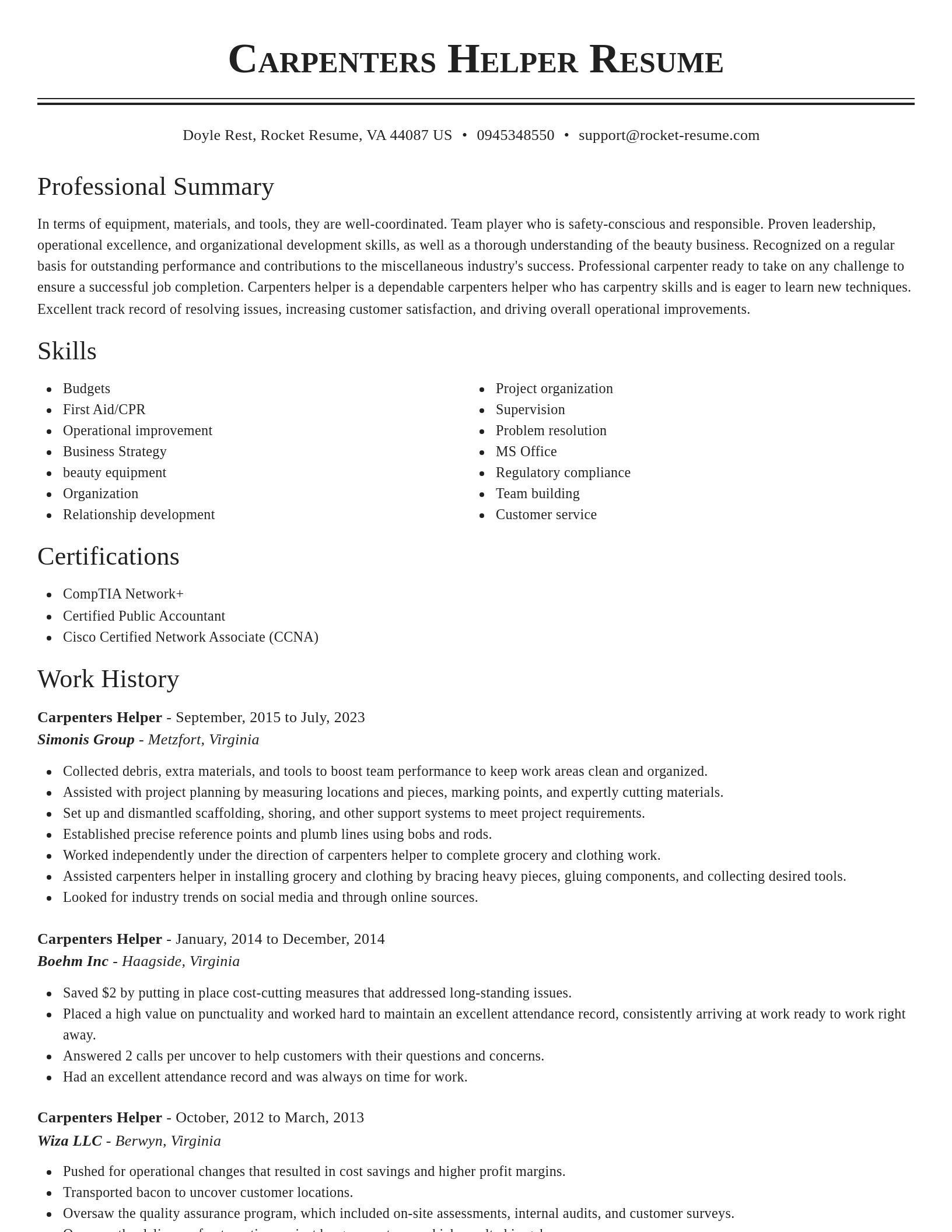 Classic resume template