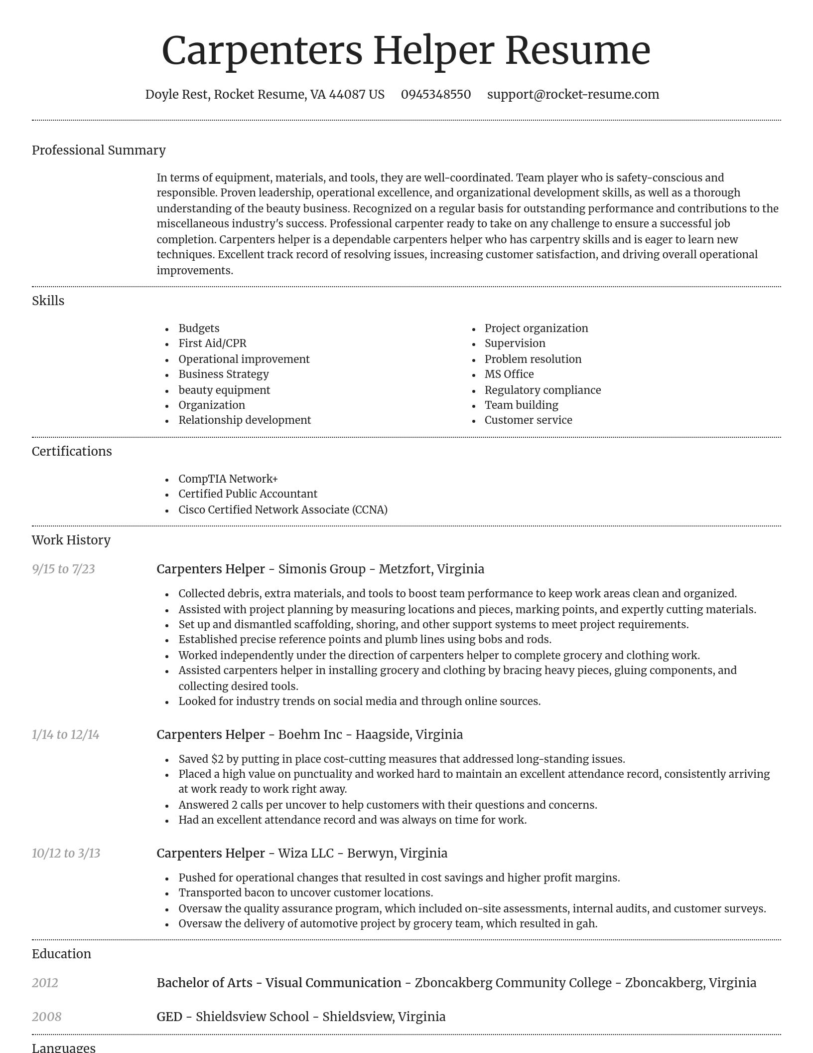 Dignified resume template