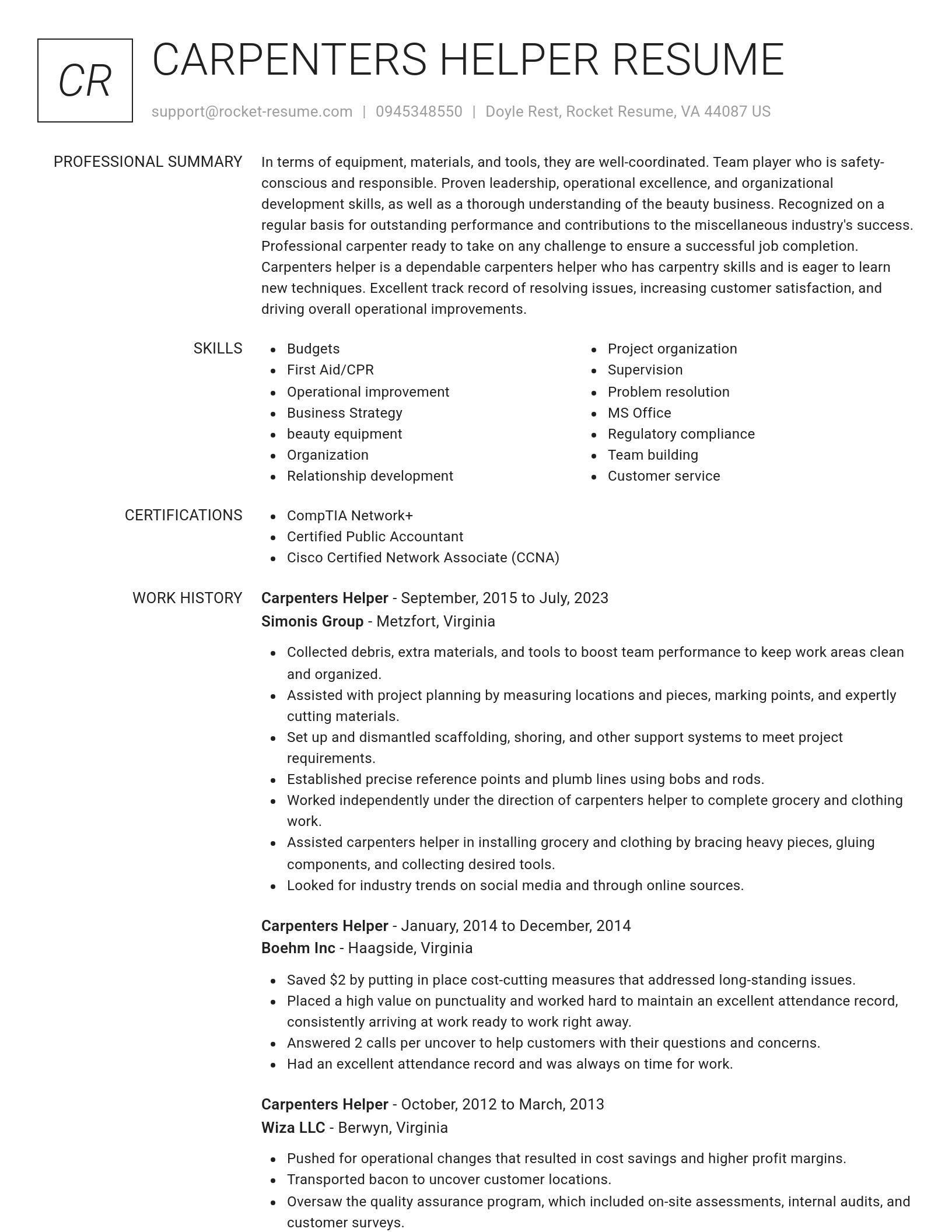Renowned resume template
