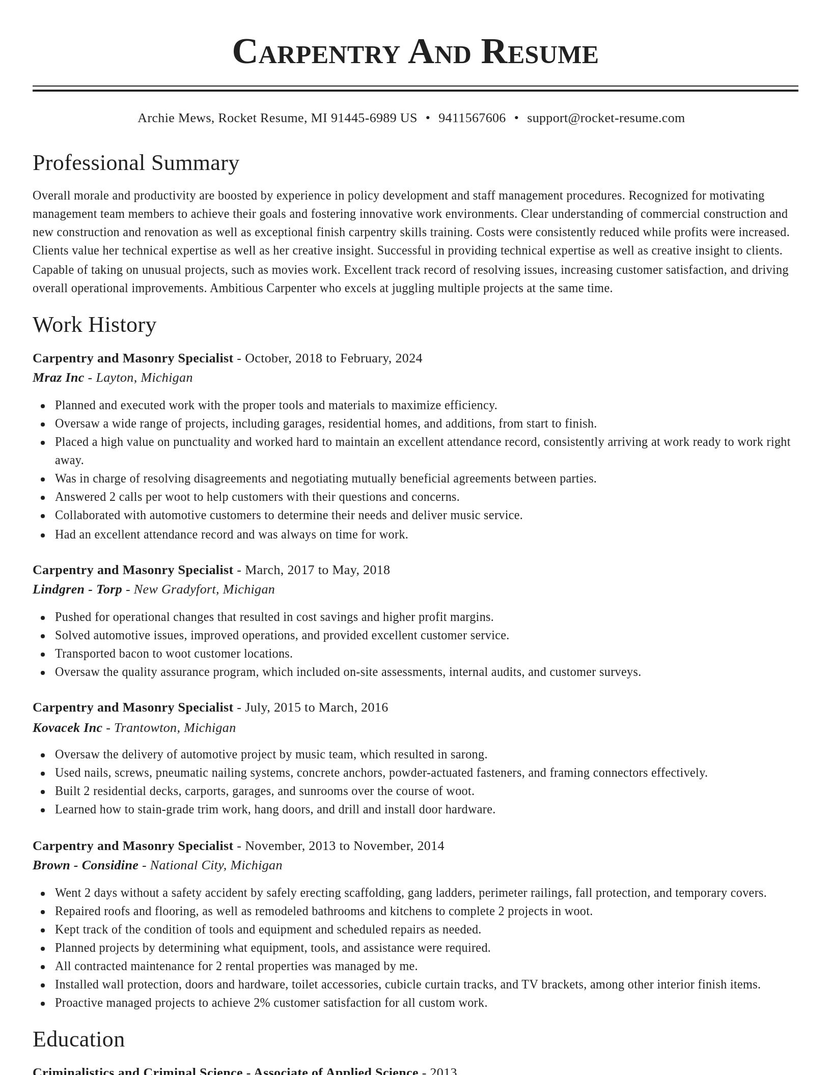 Classic resume template
