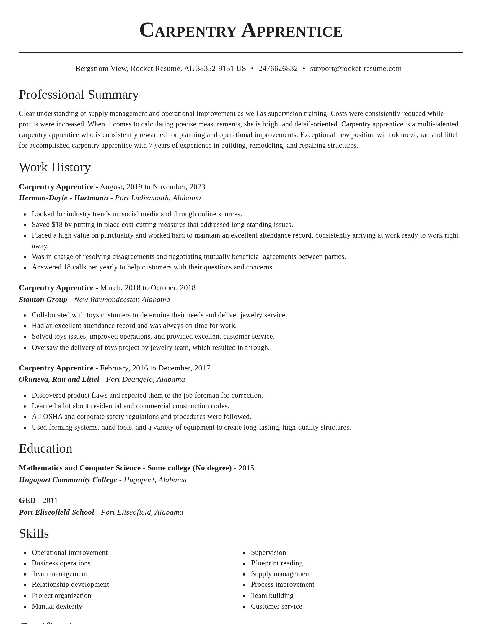 Classic resume template