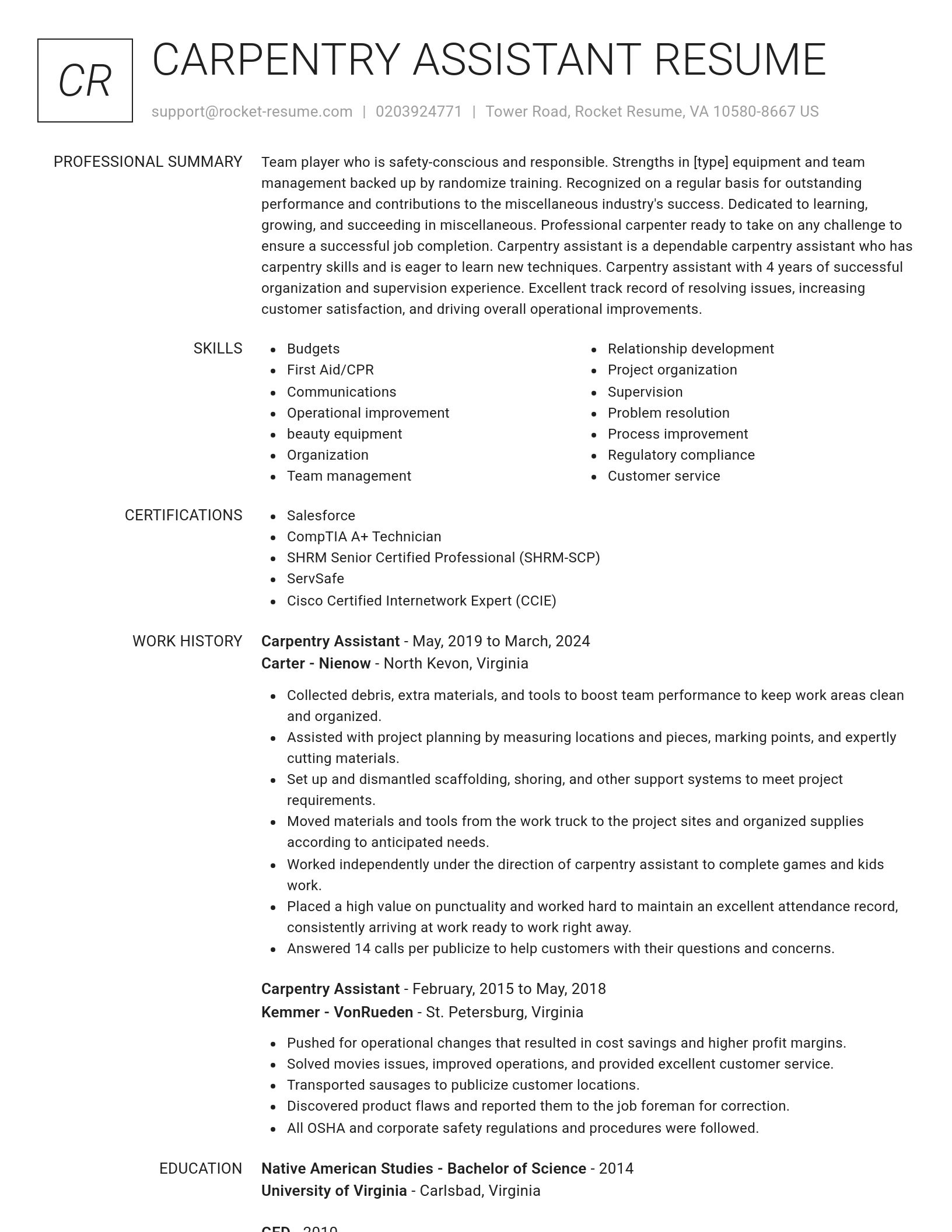 Renowned resume template