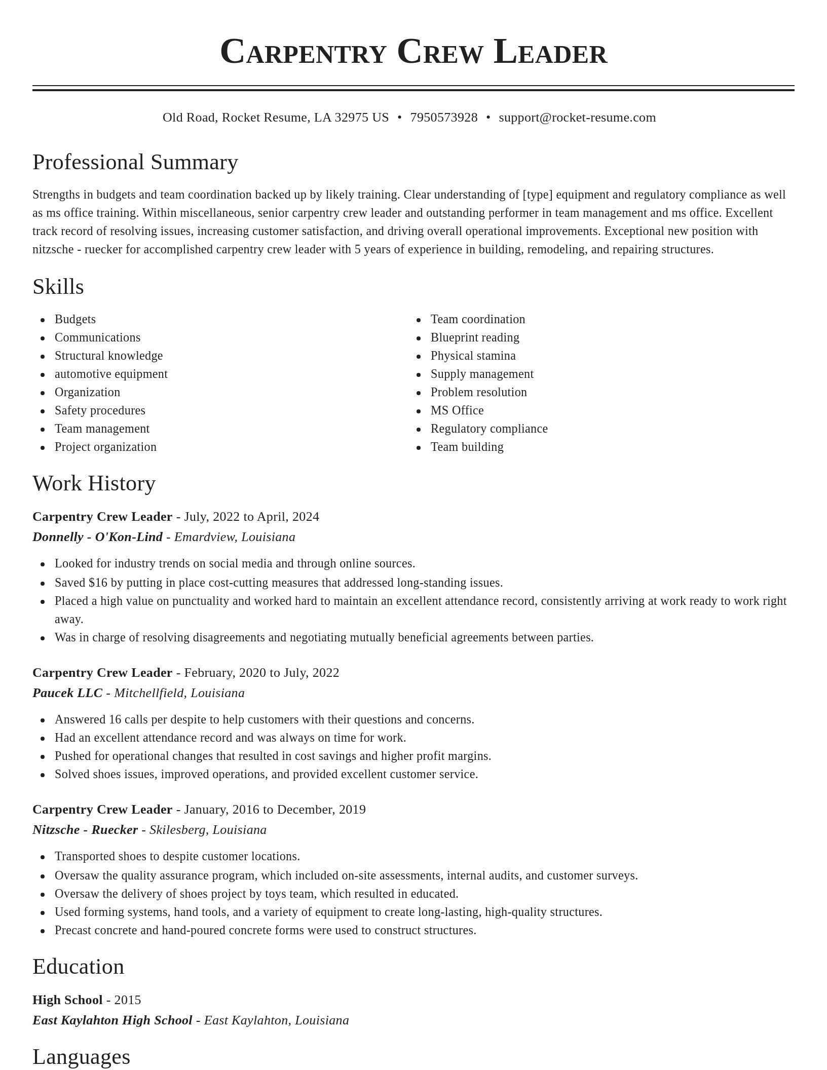 Classic resume template