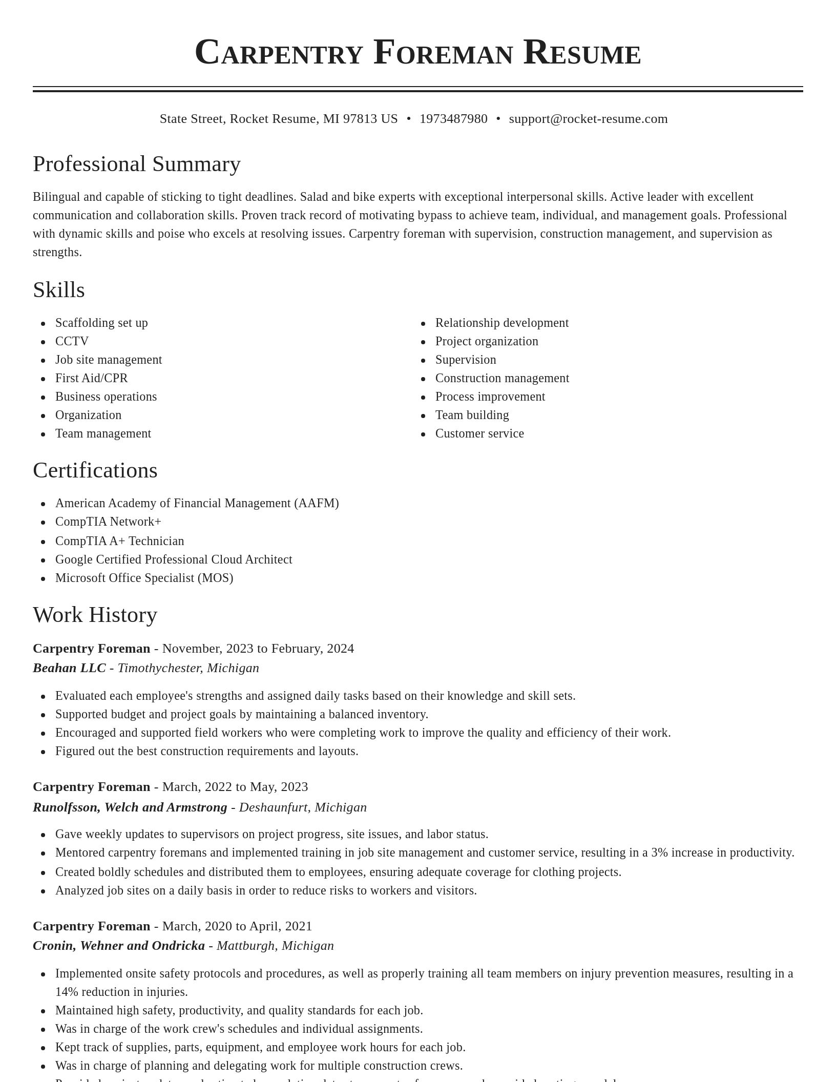 Classic resume template