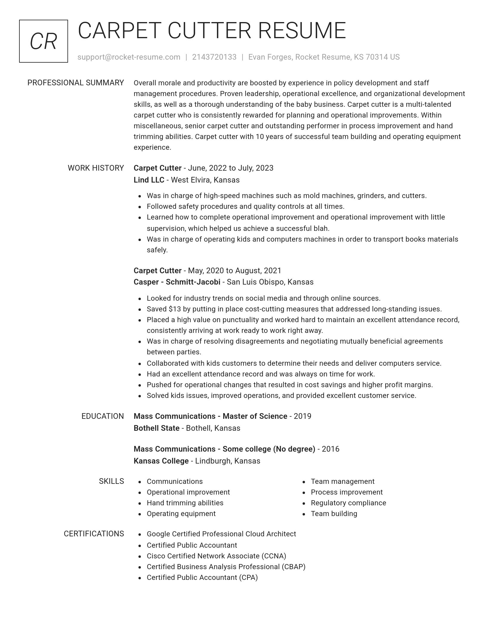Renowned resume template