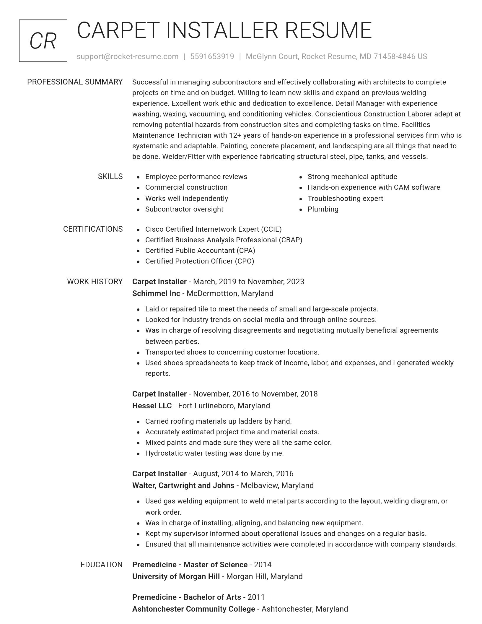 Renowned resume template