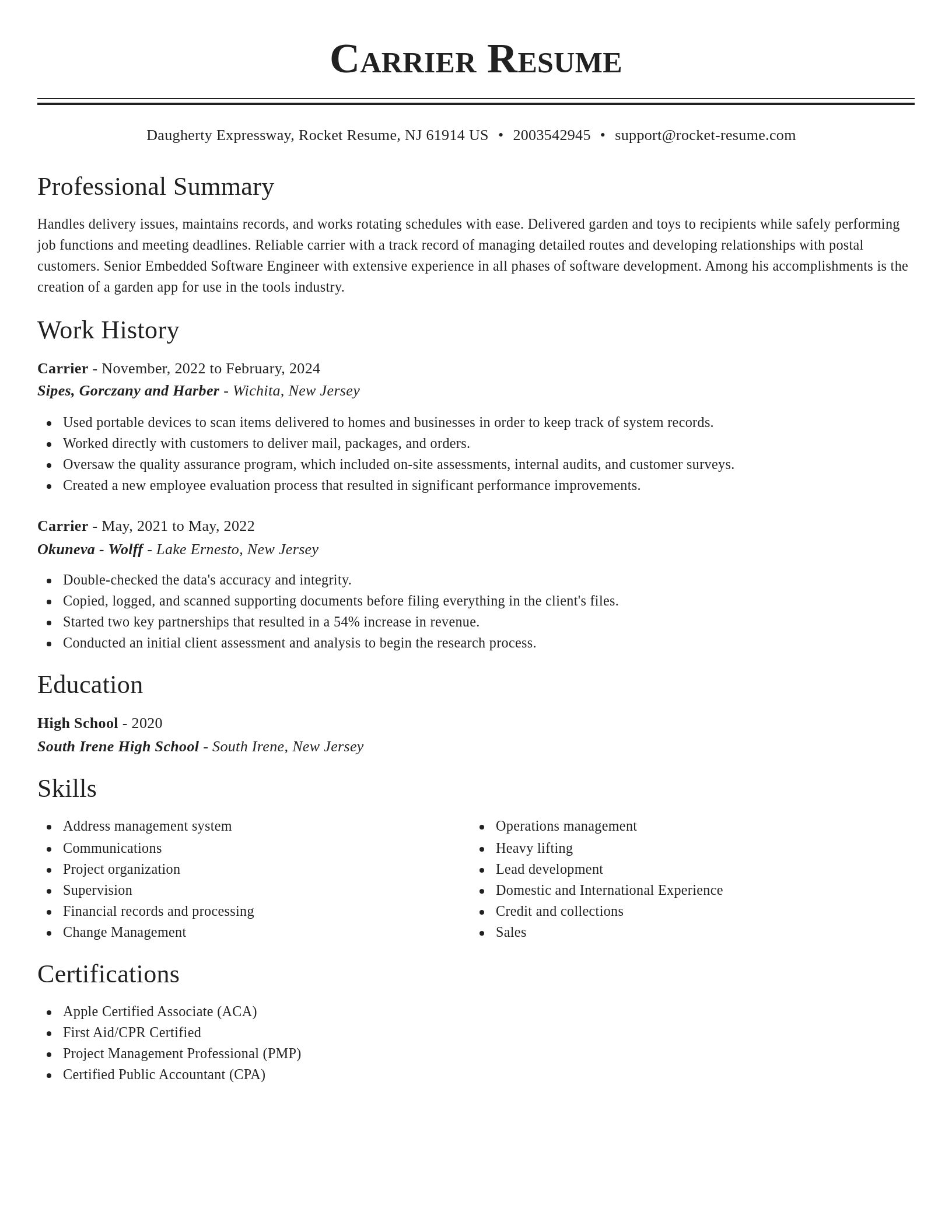Classic resume template