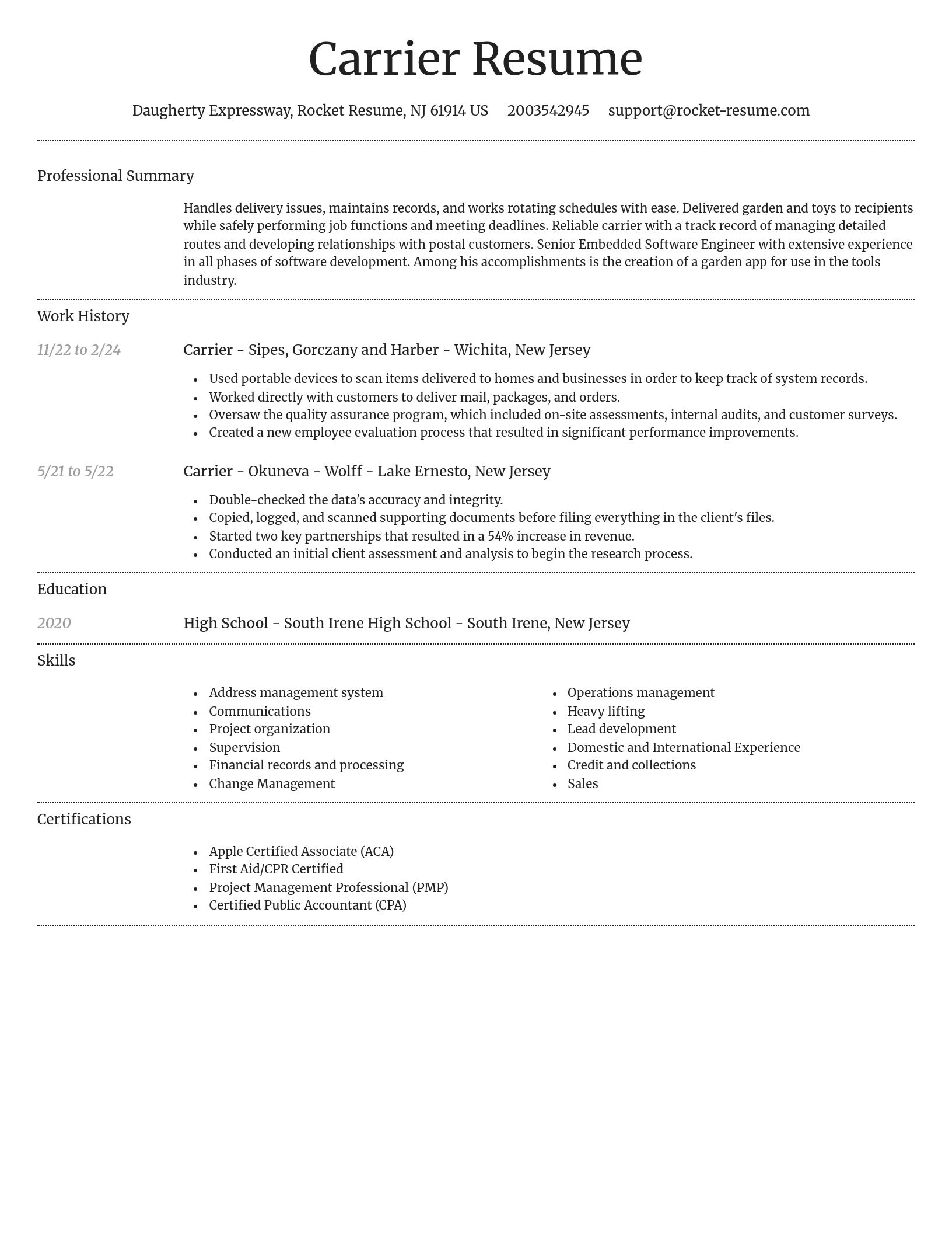 Dignified resume template