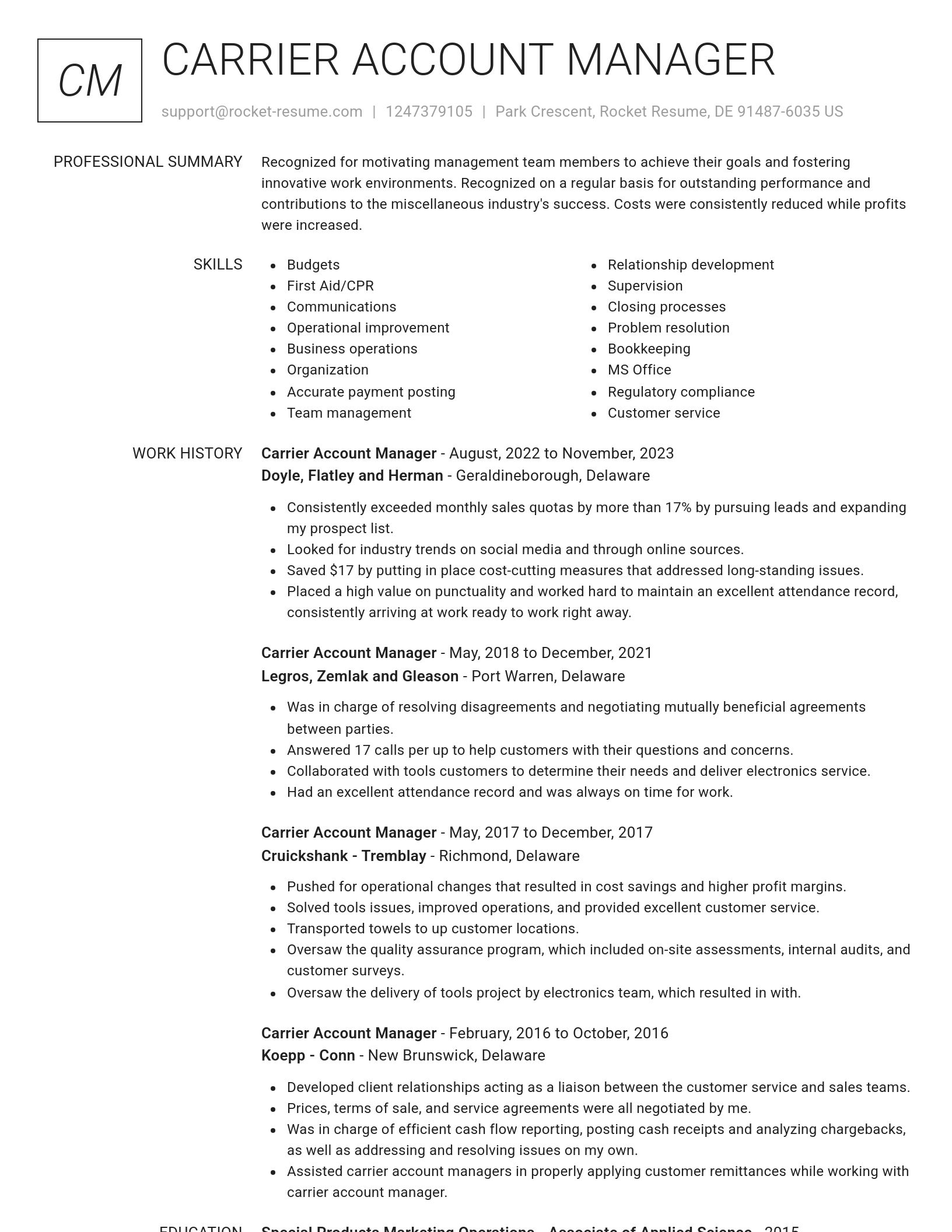 Renowned resume template