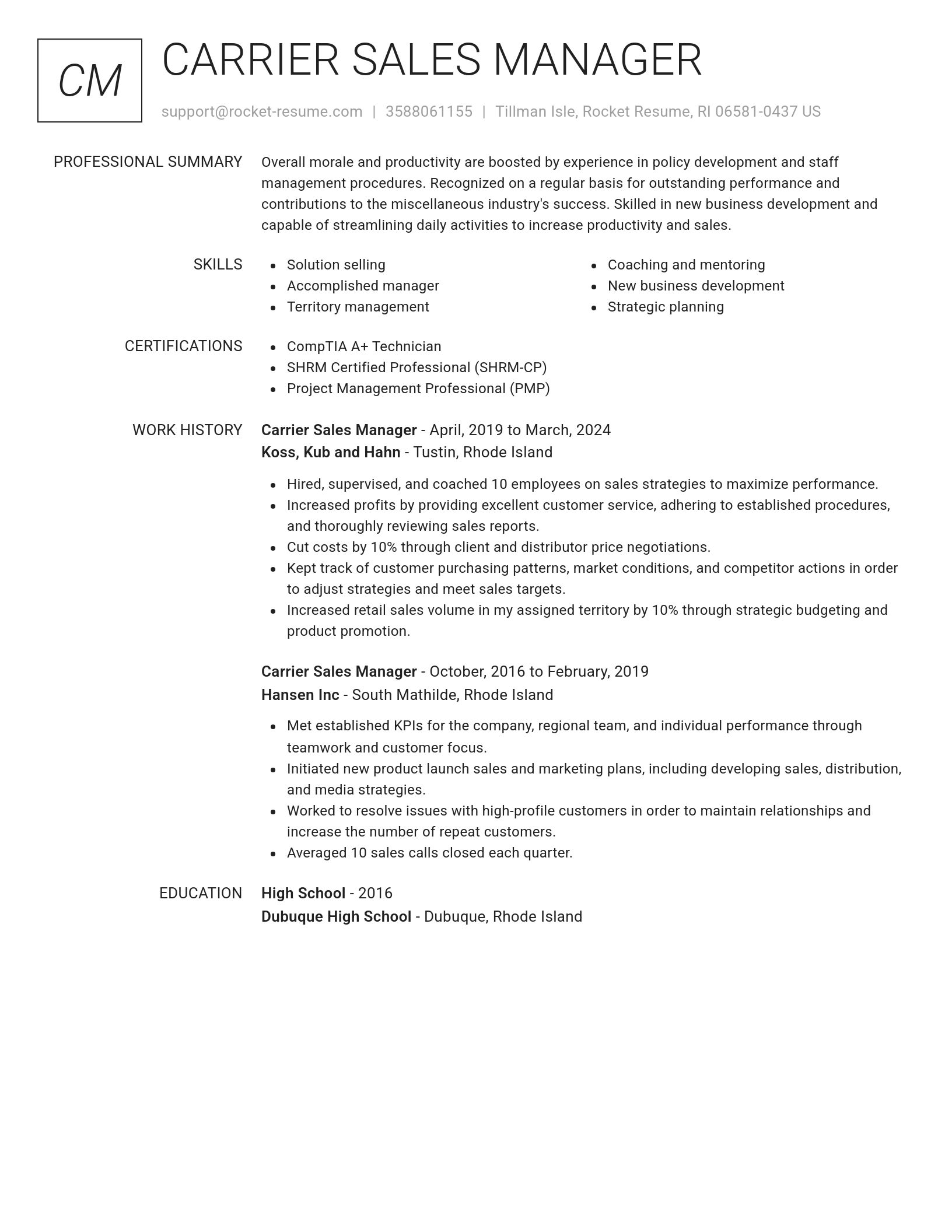 Renowned resume template