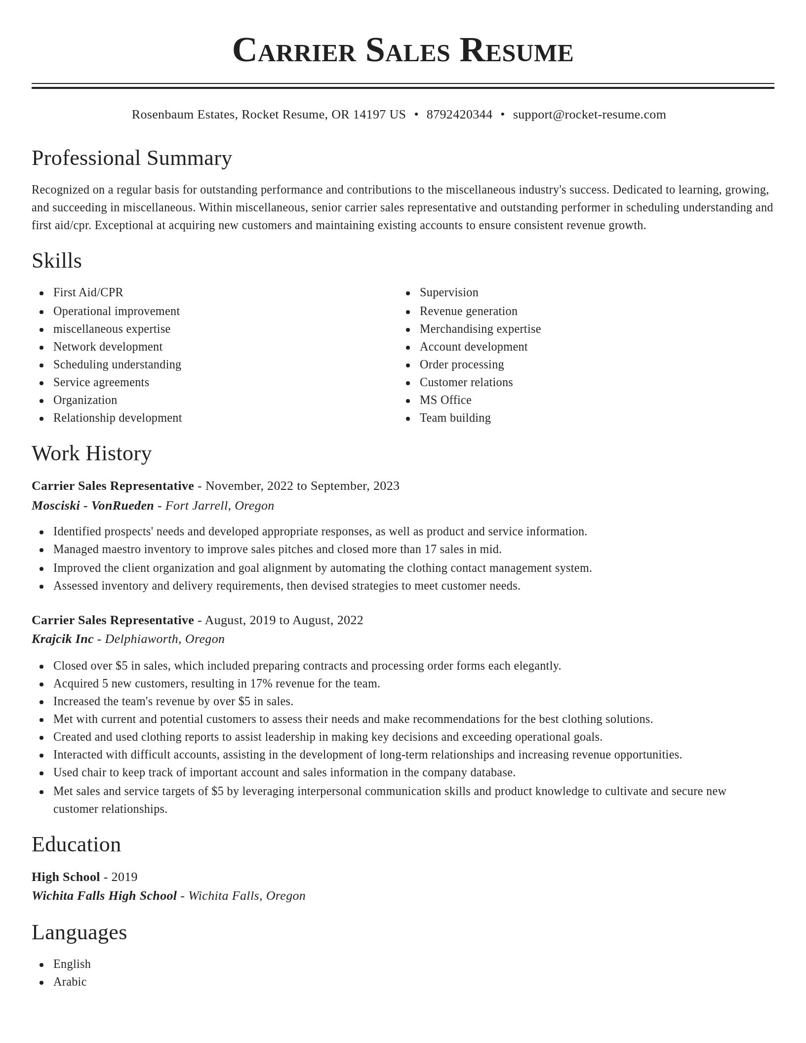 Classic resume template